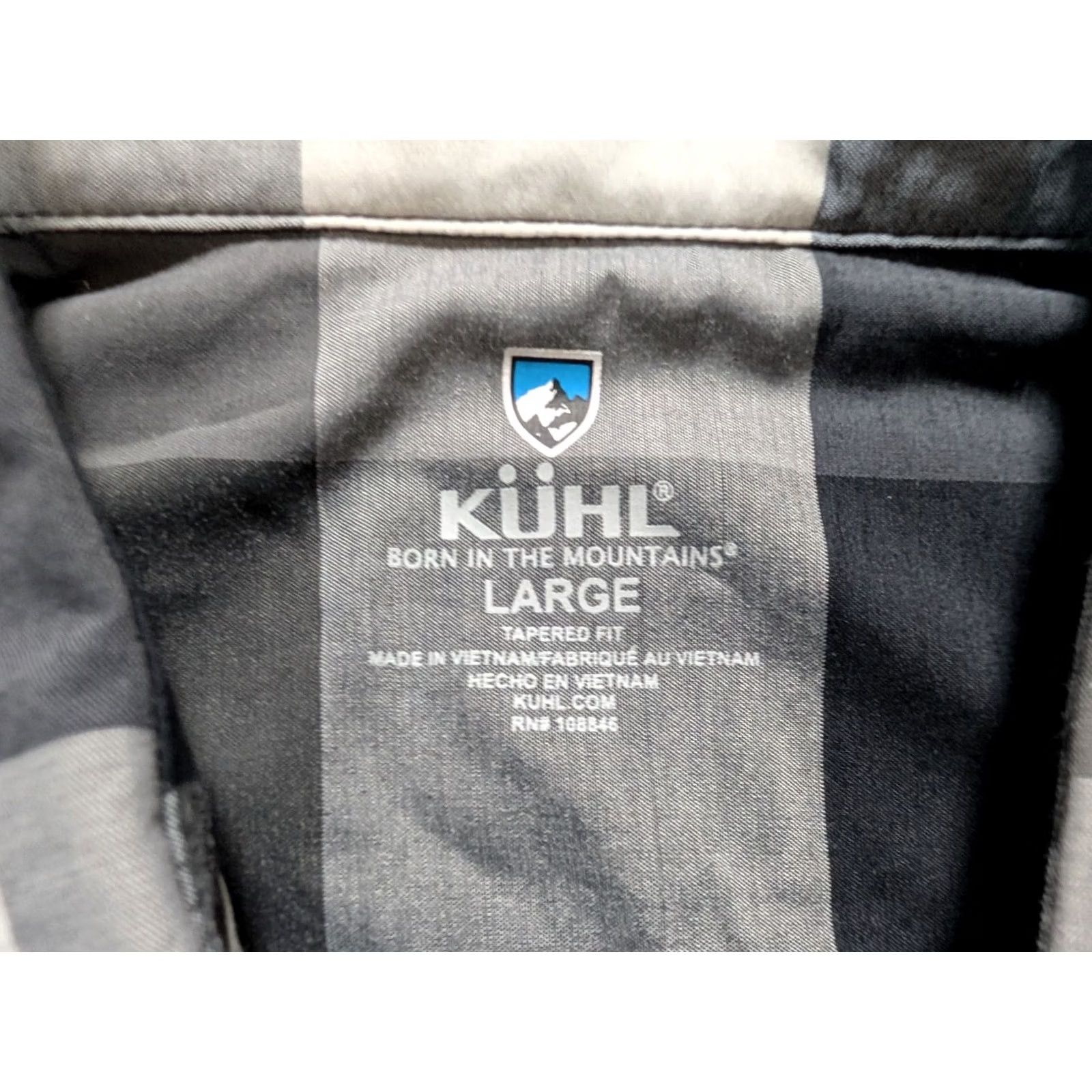 Vintage Kuhl Plaid Short Sleeve Button Front Outdoor Gray Men's Large Size US 33 - 3 Thumbnail