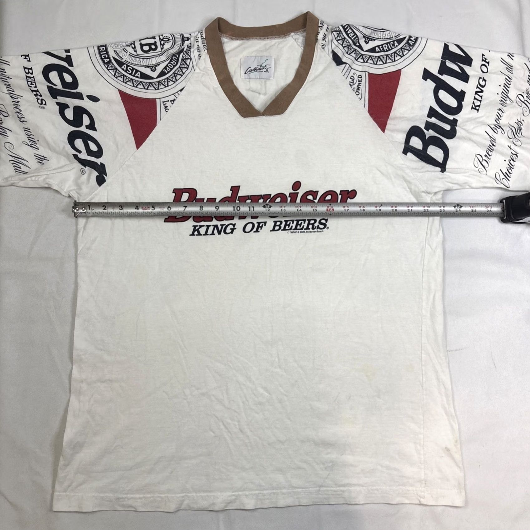 Budweiser VINTAGE Budweiser Calhoun T Shirt Men’s XL White Short Sleeve V-Neck Beer 2000 Y2K Sleeves Mens Size US XL / EU 56 / 4 - 6 Thumbnail