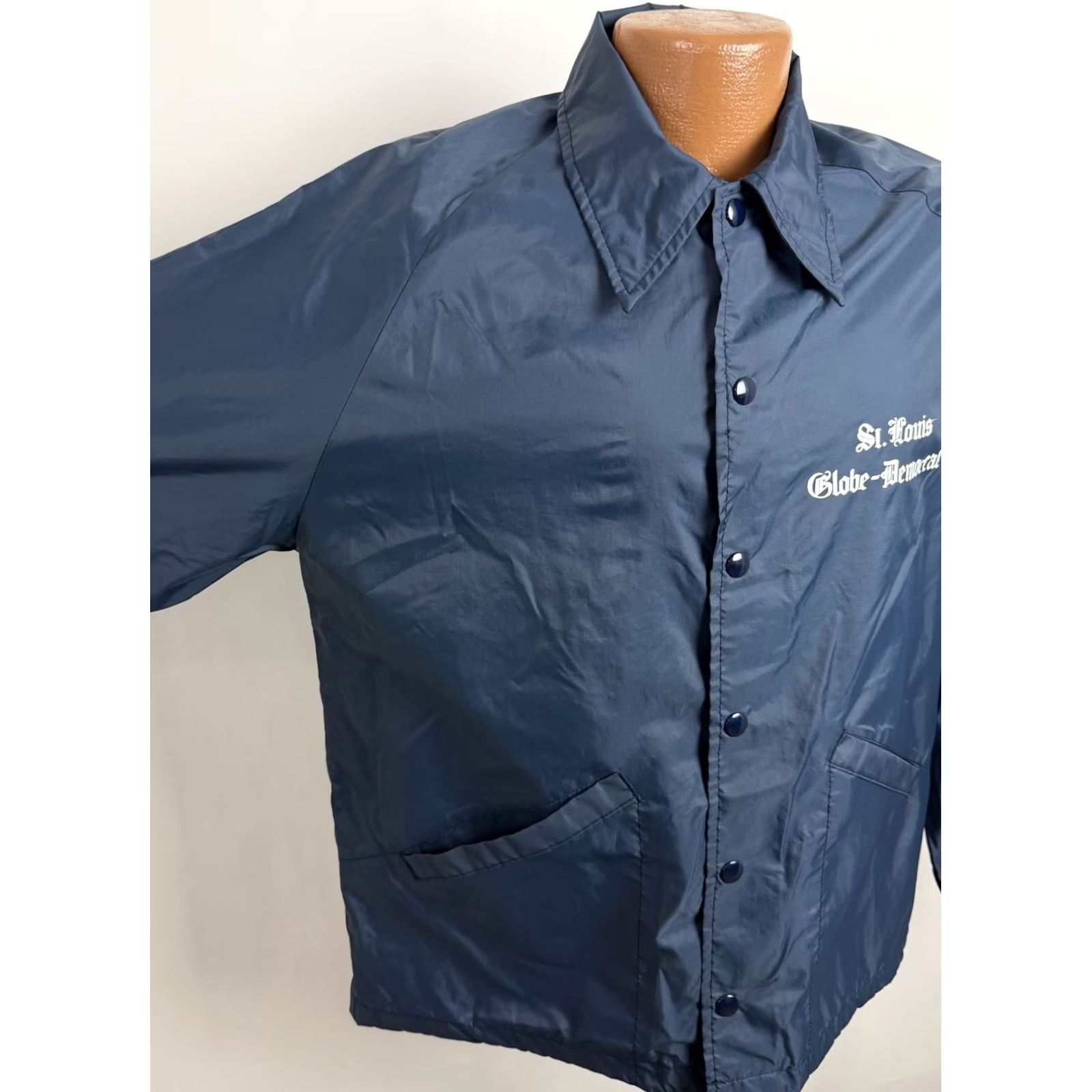Velva Sheen VINTAGE Velva Sheen Jacket Mens Medium 70s Coach's St Louis Newspaper Windbreaker Nylon Blue Size US M / EU 48-50 / 2 - 4 Thumbnail