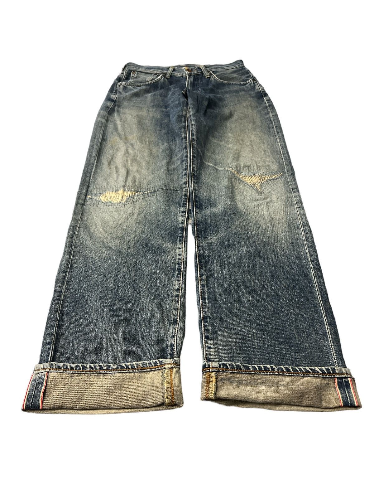 Japanese Brand × Vintage THRASHED EDWIN 505 SALVAGE DISTRESSED DENIM PANT Size US 28 / EU 44 - 3 Thumbnail