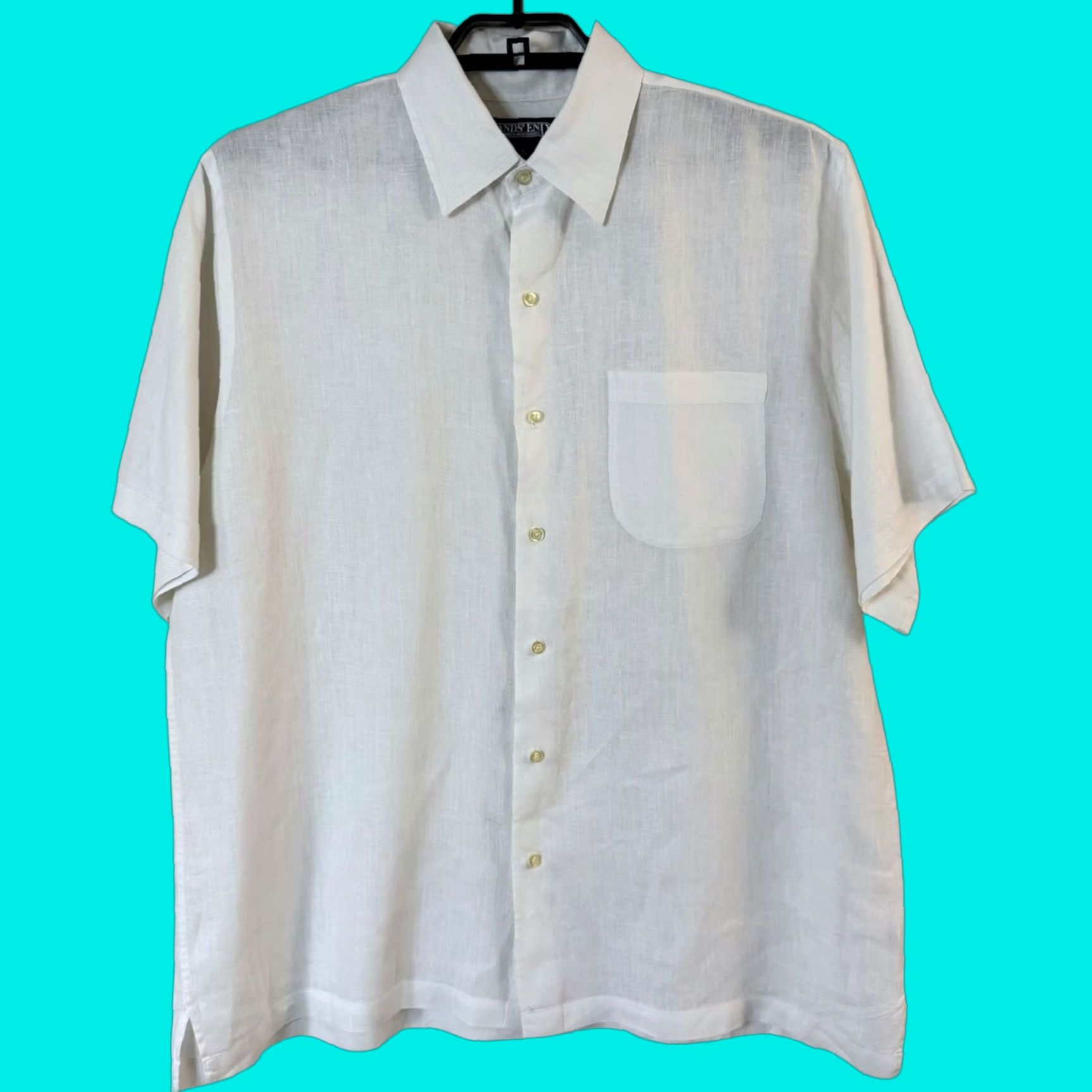 Lands' End VINTAGE Lands' End Linen Shirt White Men L Large 90s Coastal Resort Preppy Classic Pocket Short Sleeve Button-Up Size US L / EU 52-54 / 3 - 1 Thumbnail