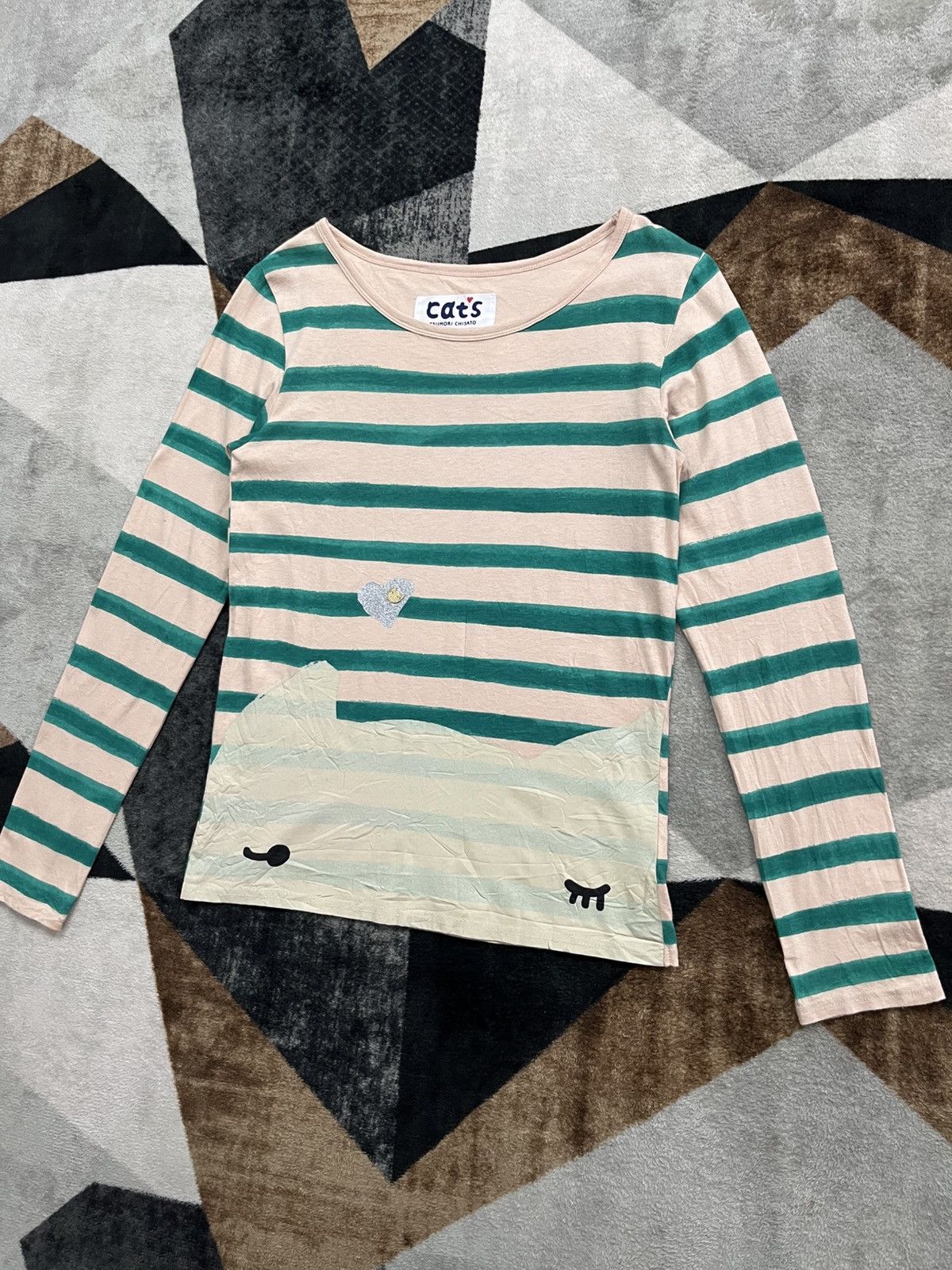 Tsumori Chisato Tsumori Chisato Cats Nya Logo Stripe Printed Longsleeve Size M / US 6-8 / IT 42-44 - 2 Thumbnail