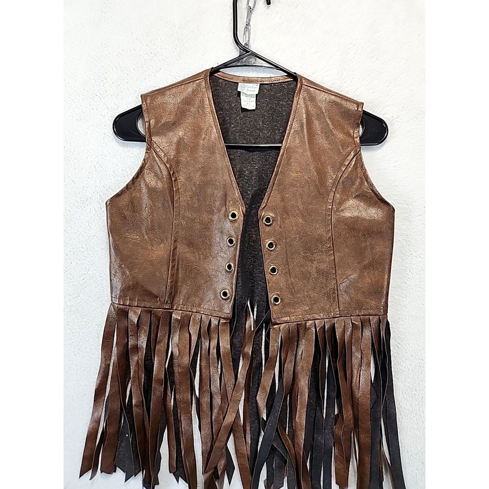 Vintage VINTAGE Carole Evans Penneys Vest Western Fringe Short Brown Faux Leather 12 Women Mens? Size XL / US 12-14 / IT 48-50 - 2 Thumbnail