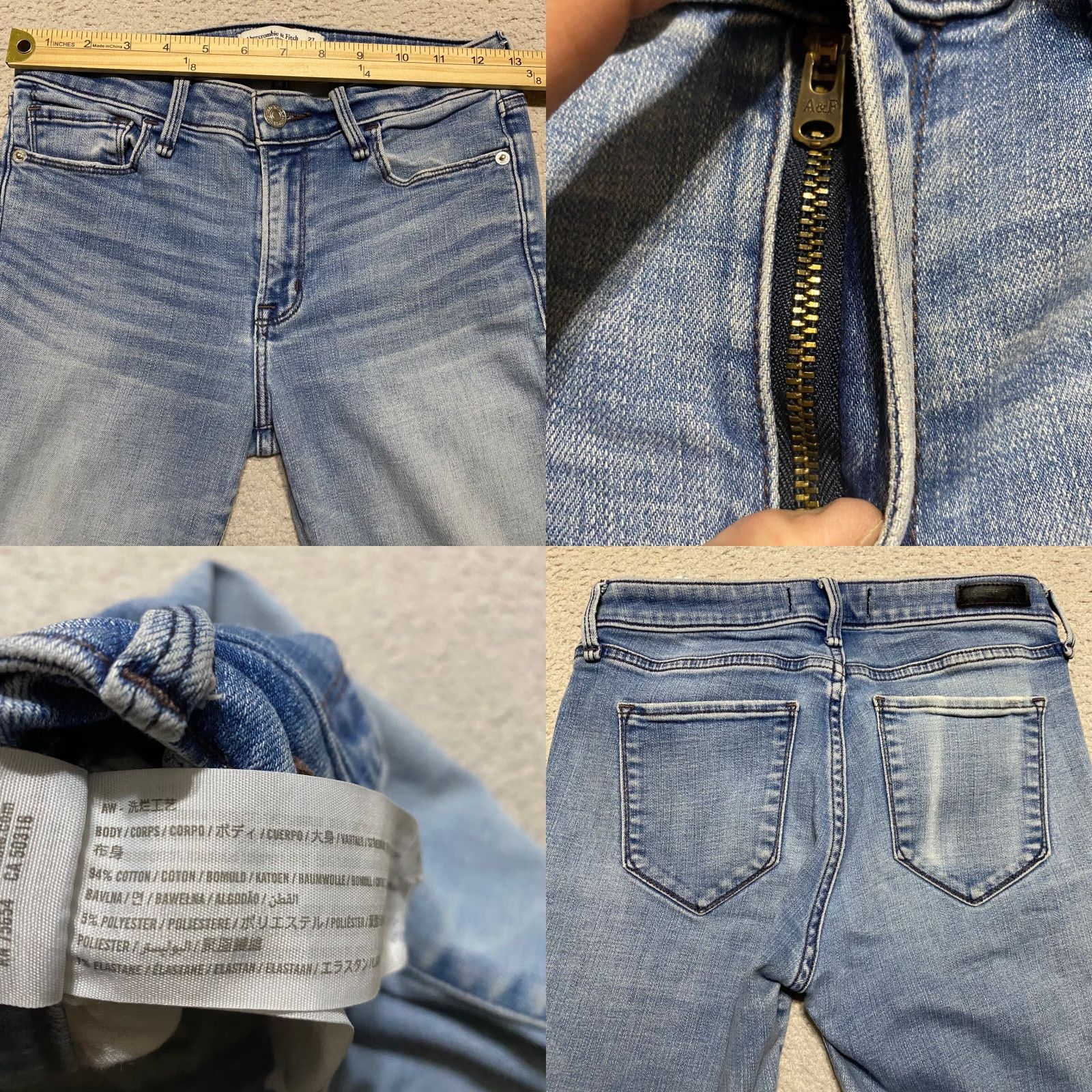 Abercrombie & Fitch Abercrombie & Fitch Womens Jeans Blue Denim Medium Wash 4 Mid Rise Skinny Stretch Regular 5-Pocket Womens Boys Mens Girls? Size 26" / US 2 / IT 38 - 8 Thumbnail