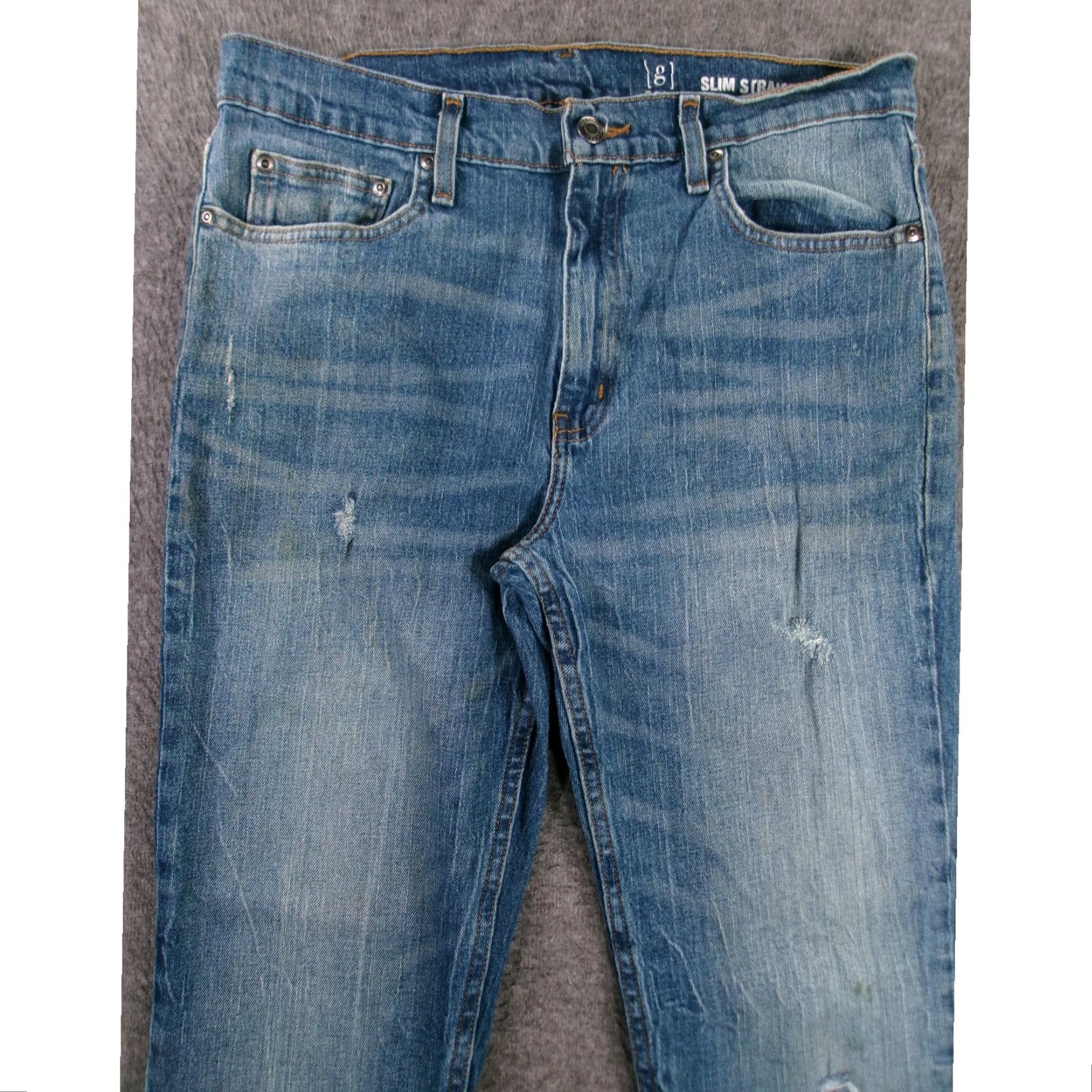 George VINTAGE George Jeans Men 32X30 Denim Workwear Slim Straight 5-Pocket Mid Rise Blue Distressed 80s 90s Grunge Mens Size US 32 / EU 48 - 2 Thumbnail