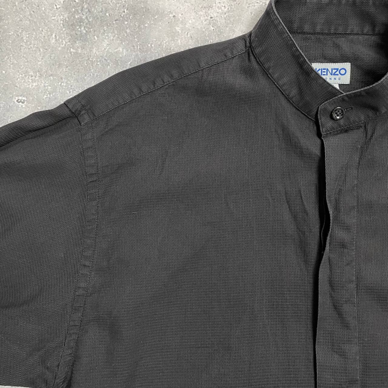 Kenzo × Vintage Vintage Kenzo Homme Nehru Collar LS Button-Up Shirt Black 39 Size US M / EU 48-50 / 2 - 8 Thumbnail