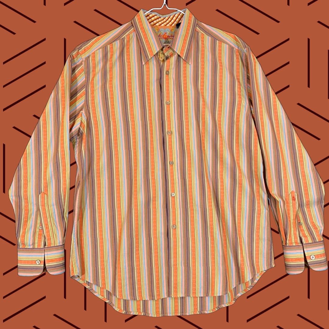 Robert Graham Robert Graham Shirt Mens XL Multicolor Striped Button Up Outdoors Designer L/S Size US XL / EU 56 / 4 - 1 Thumbnail