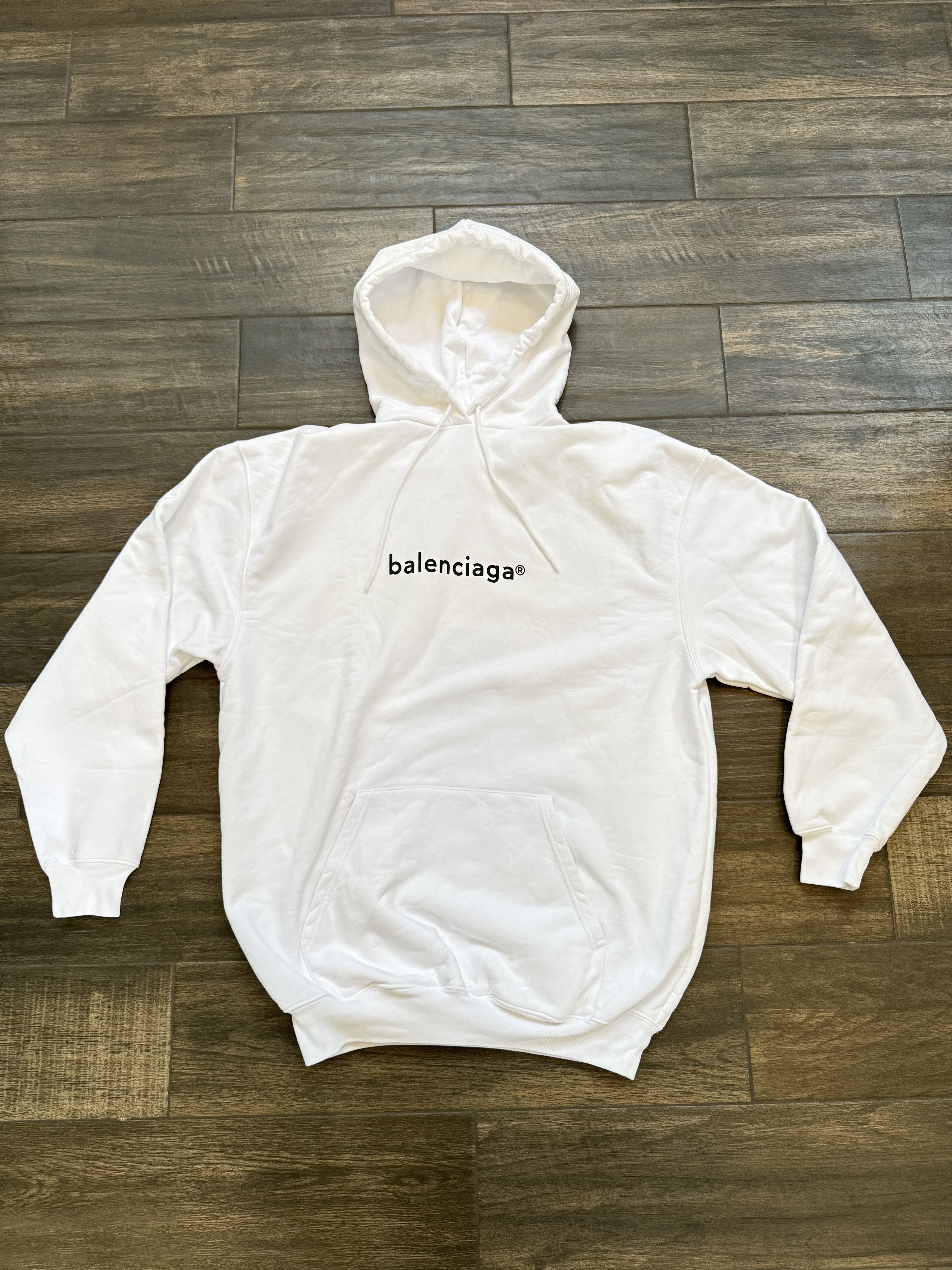 image of Balenciaga Copyright Logo Hoodie in White, Men's (Size Small)