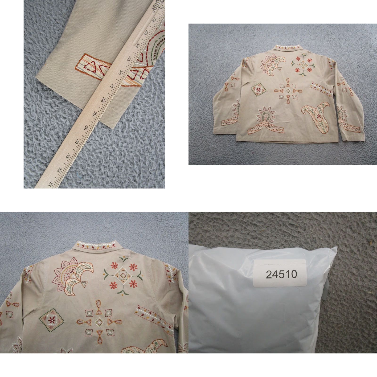 Vintage VINTAGE Studio Works Women’s Embroidered Cotton Beige Jacket L Beige Embroidered Women Jacket Size L / US 10 / IT 46 - 8 Thumbnail