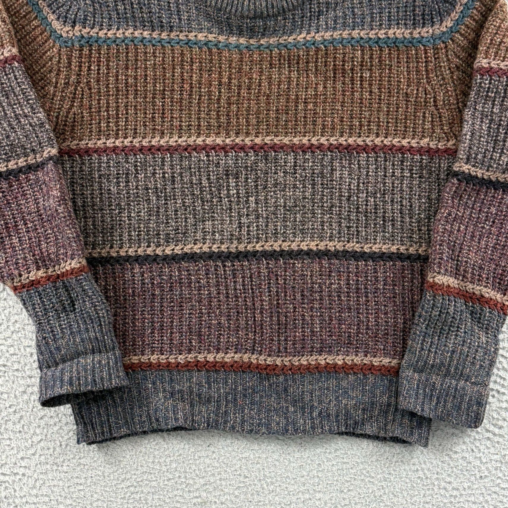 Vintage VINTAGE Boston Traders Sweater Men L Striped Wool Knit 90s 80s Heavyweight Pullover Sweatshirt Grandfather Outdoor Size US L / EU 52-54 / 3 - 2 Thumbnail