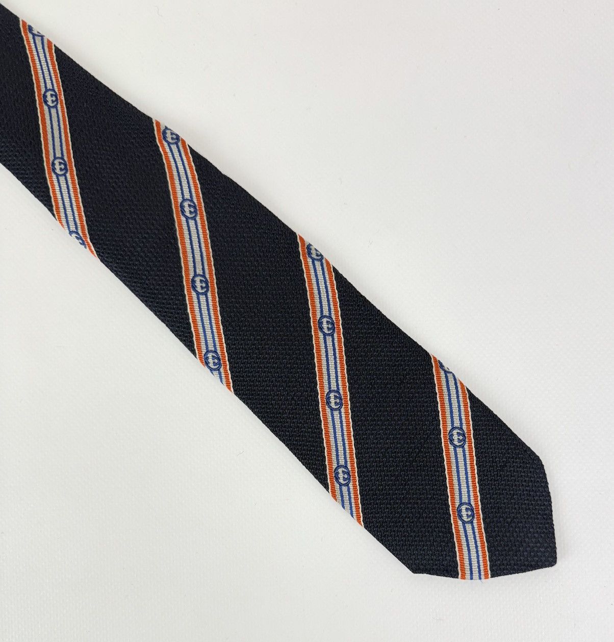 Gucci Gucci Luxury 100% silk Tie Blue Striped Logo Necktie for Men Size ONE SIZE - 7 Thumbnail