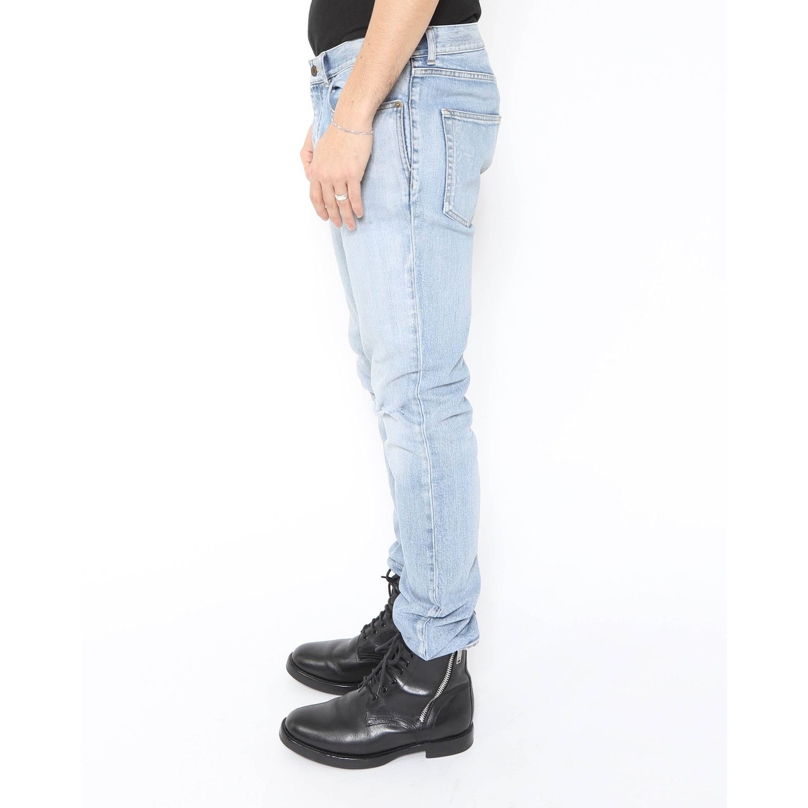 Saint Laurent Paris Knee-Rip Jeans in Light Washed Denim Size US 34 / EU 50 - 12 Thumbnail