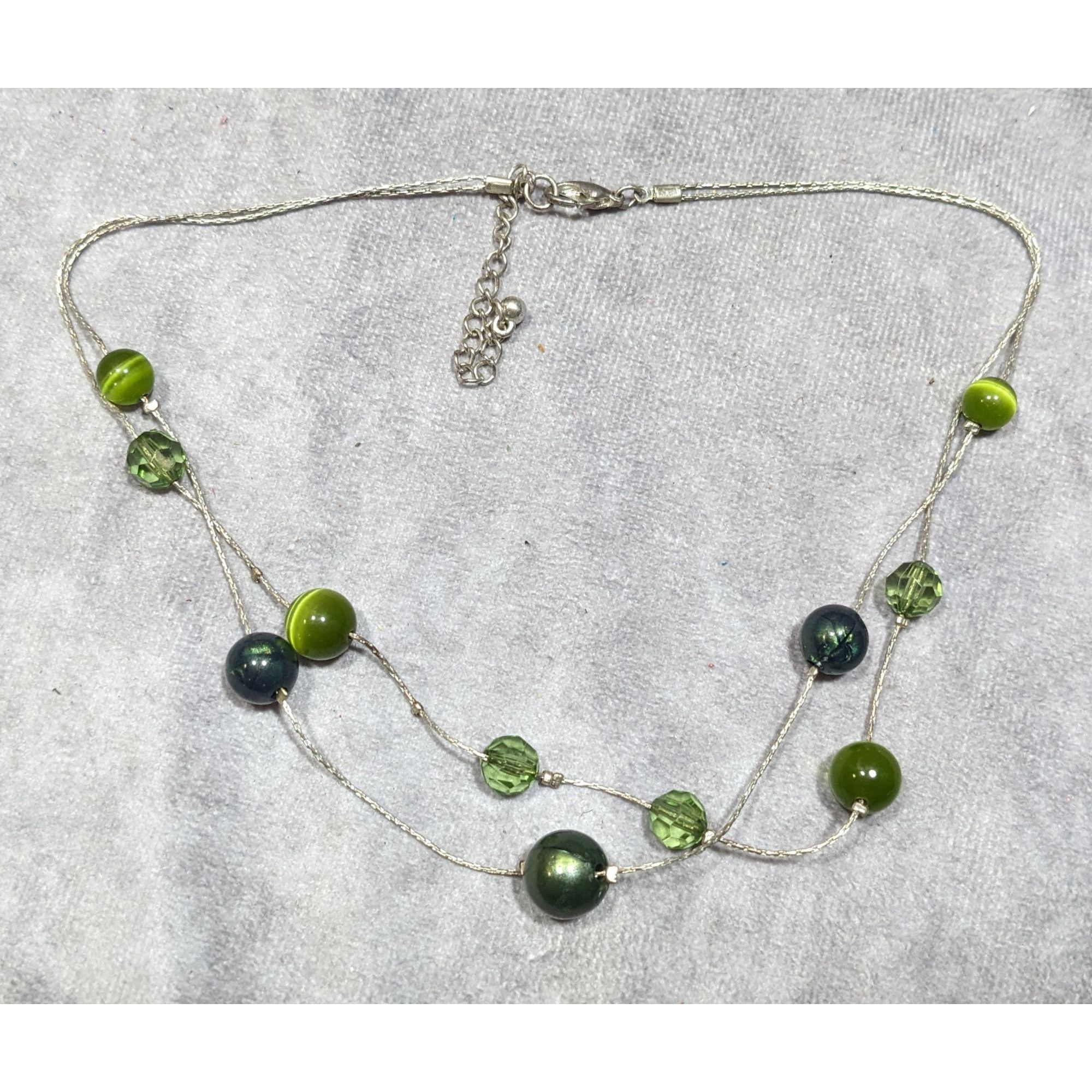 Other Whimsical Layered Green And Silver Tone Station Necklace Size ONE SIZE - 5 Thumbnail