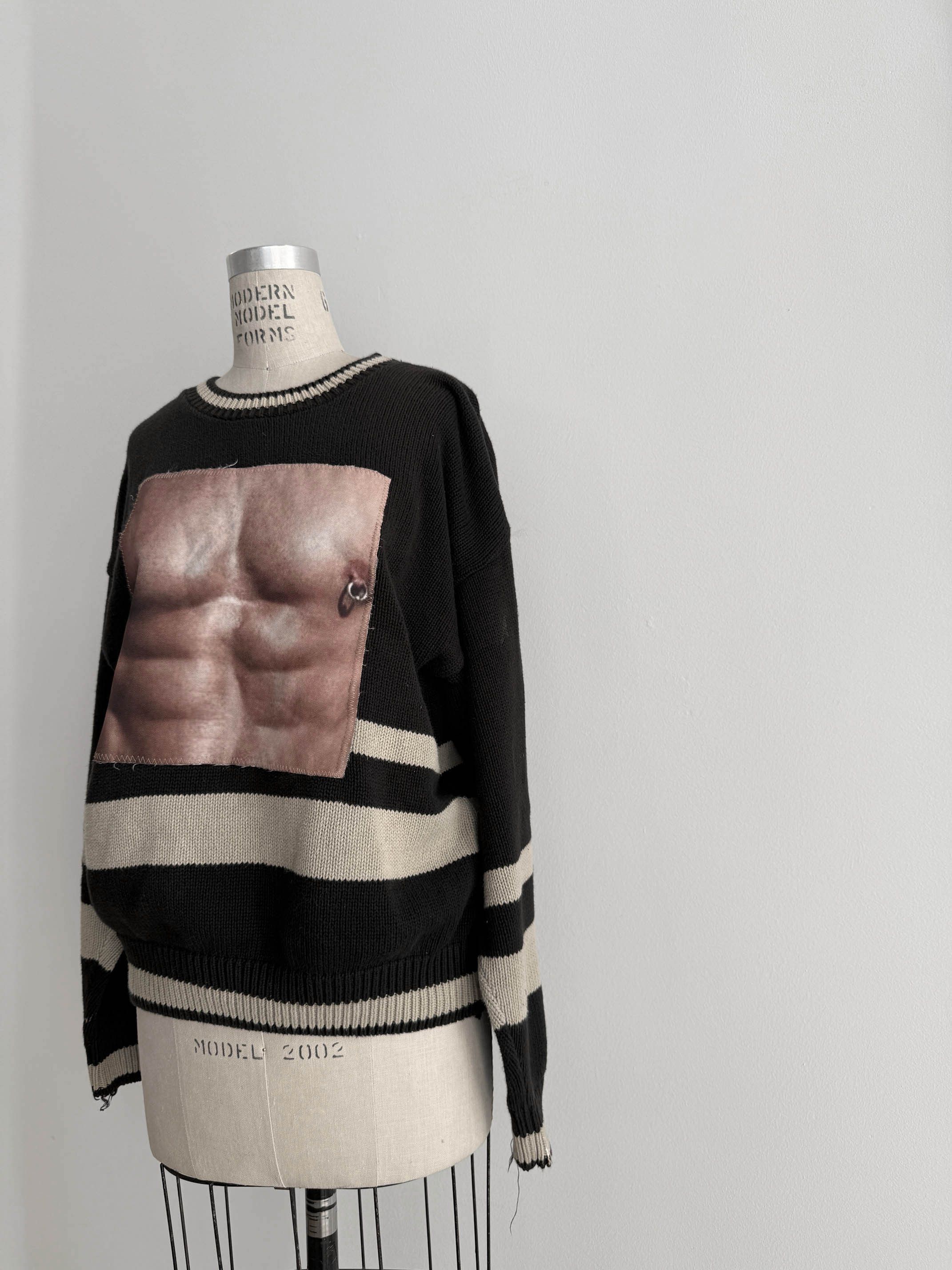 Vintage 90s Vintage Musclin patch distressed knit sweater Size US L / EU 52-54 / 3 - 2 Thumbnail