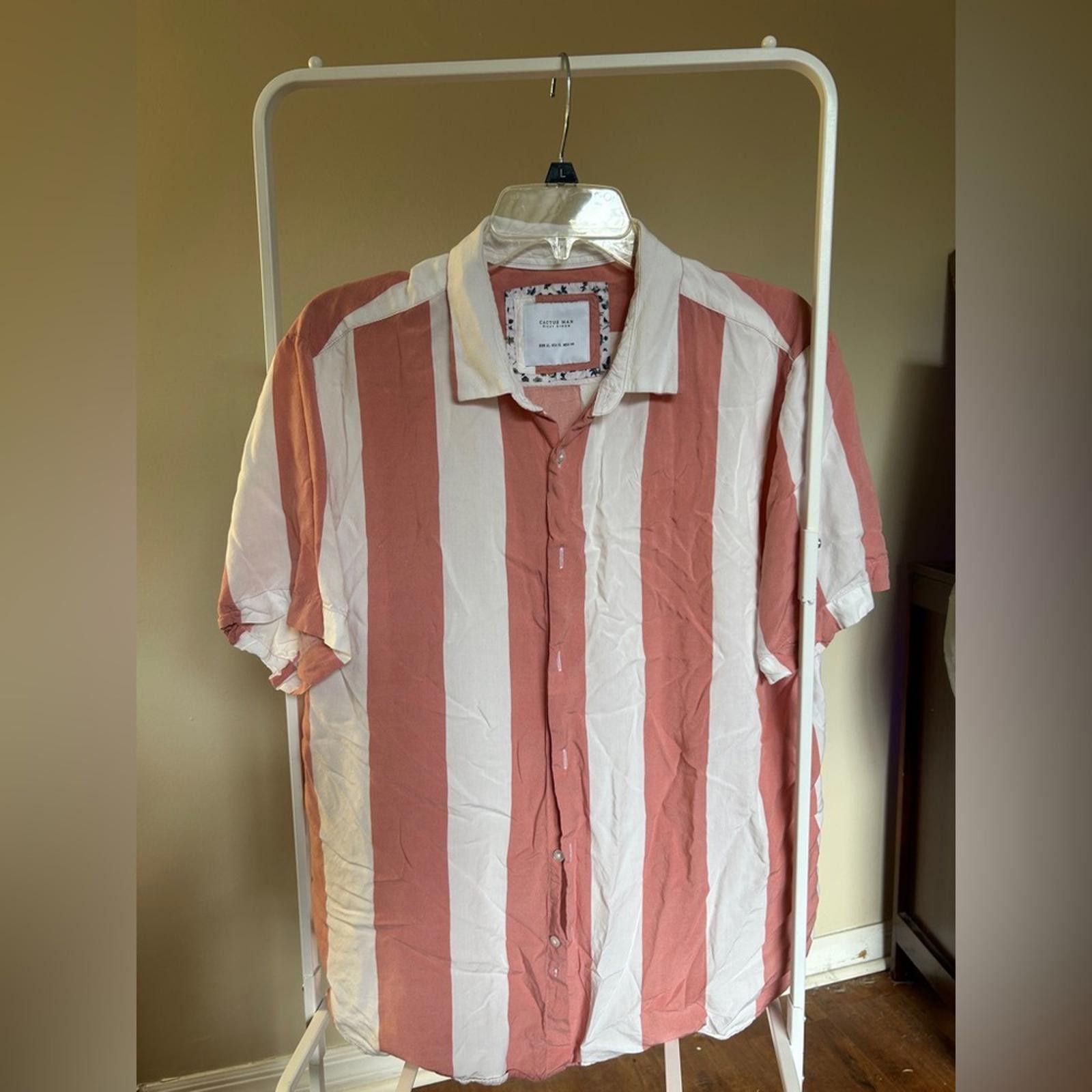 Cactus Plant Flea Market Cactus Pink & White Vertical Stripe Button-Down Shirt Size US XL / EU 56 / 4 - 2 Thumbnail