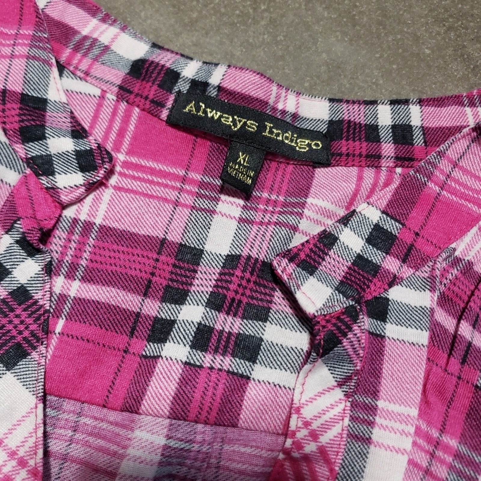 Other Pink Plaid | ALWAYS INDIGO | Button Detailed Tank Size XL / US 12-14 / IT 48-50 - 3 Thumbnail