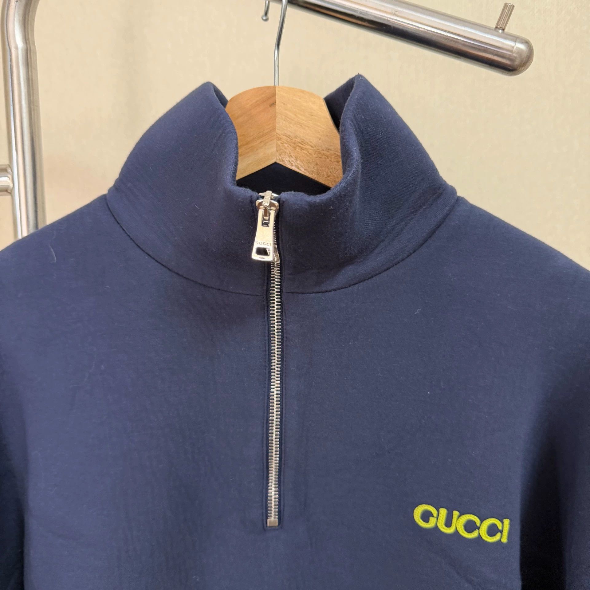 Gucci GUCCI SS25 Logo Patch Knit Half-Zip LS Sweatshirt Men's Blue Size US S / EU 44-46 / 1 - 3 Thumbnail