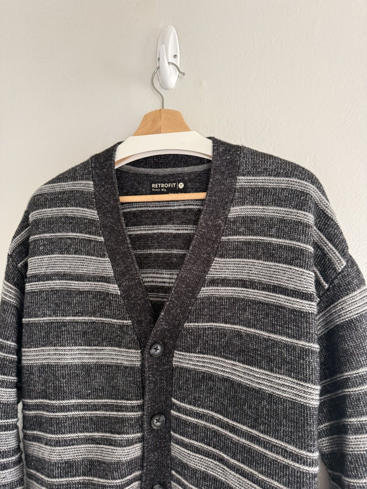 Retrofit Retrofit Brand Mfg. Striped Knit Cardigan Vintage Black Size US M / EU 48-50 / 2 - 4 Thumbnail