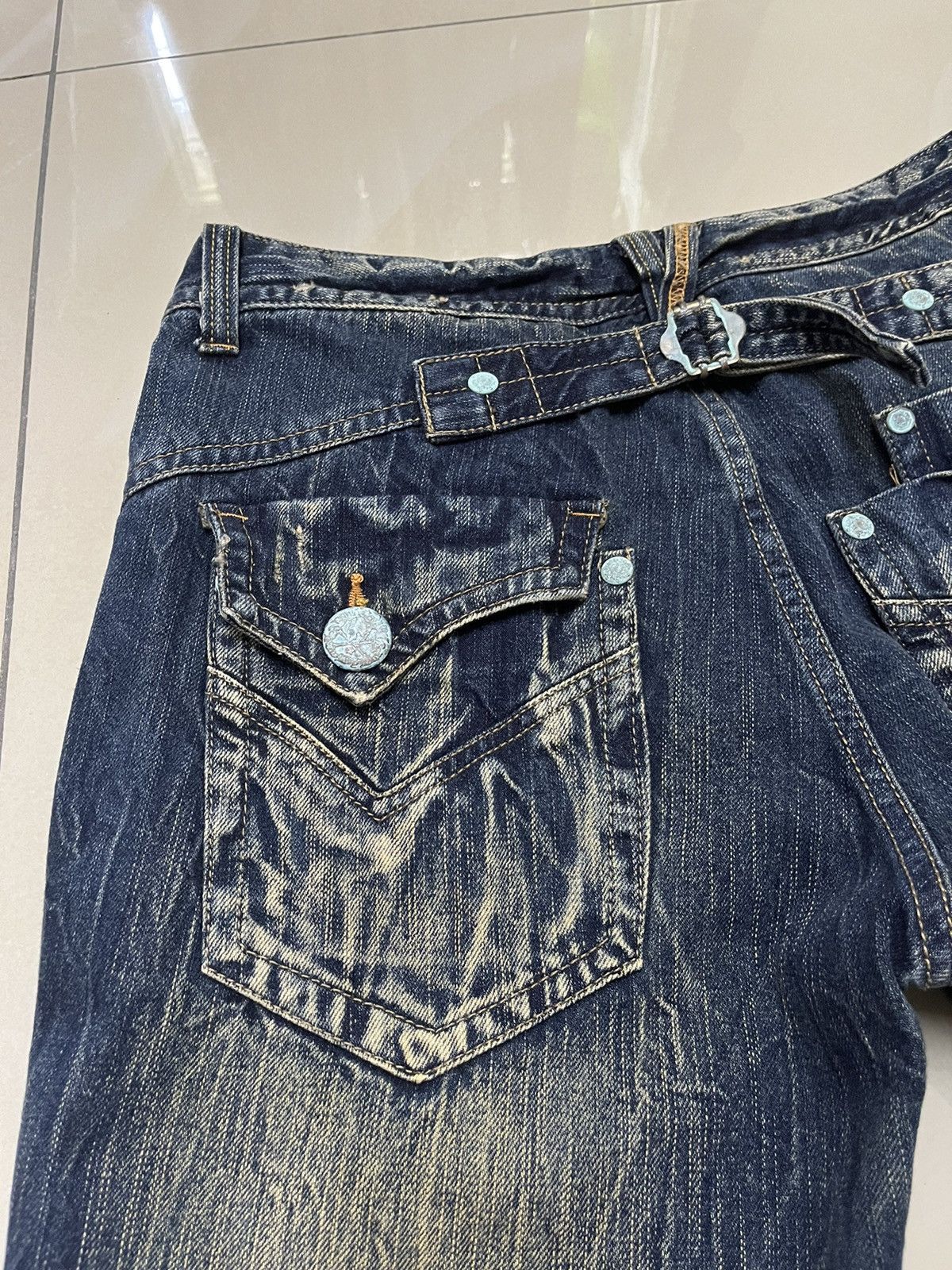 If Six Was Nine blow by blue distressed mud rusty thunder denim buckle back Size US 32 / EU 48 - 17 Thumbnail