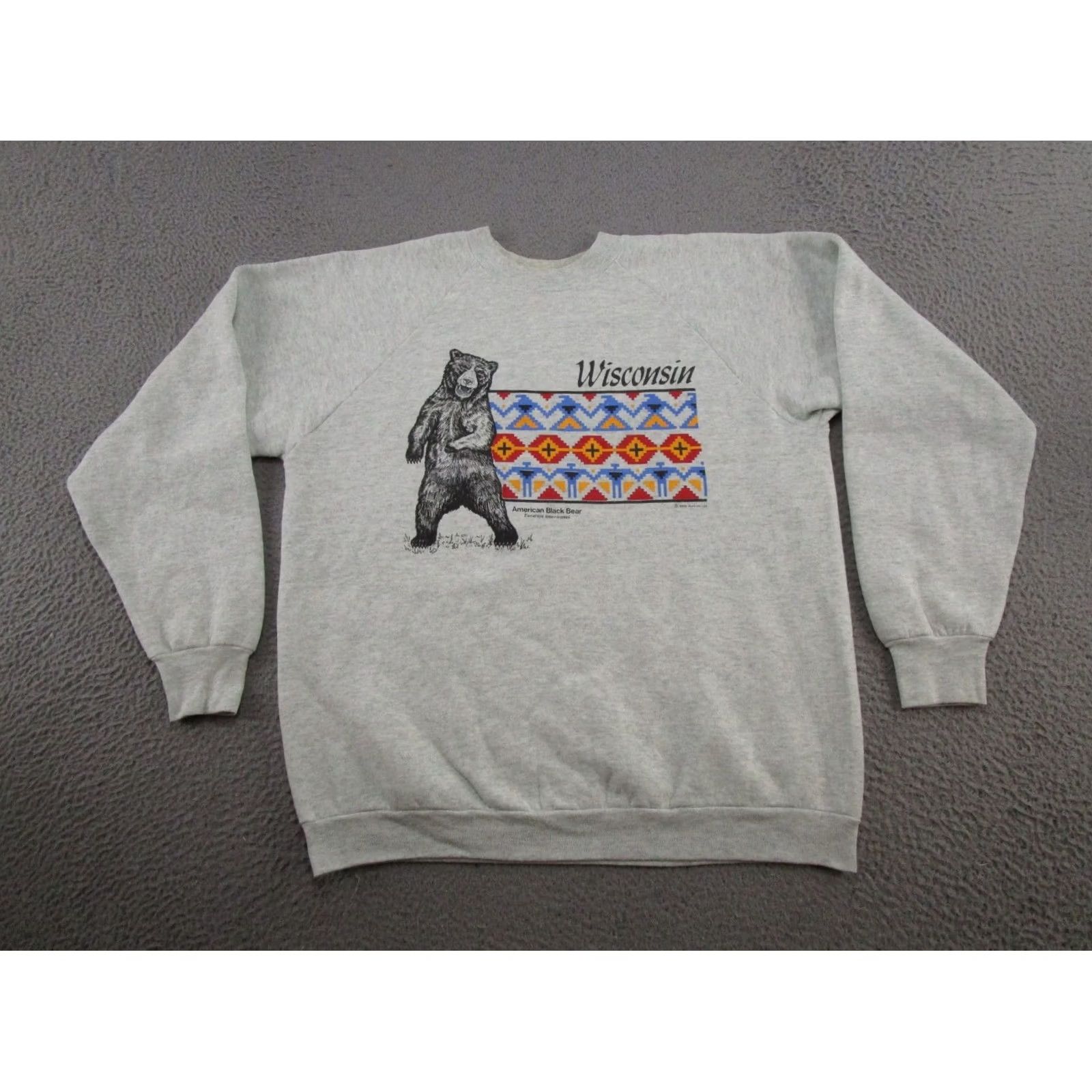 Fruit Of The Loom VTG 80s Wisconsin Black Bear Graphic Raglan Sleeve Crewneck Sweatshirt XL Gray Fruit of the Loom Men Sweatshirt Crew Neck Long Sleeve Size US XL / EU 56 / 4 - 2 Thumbnail