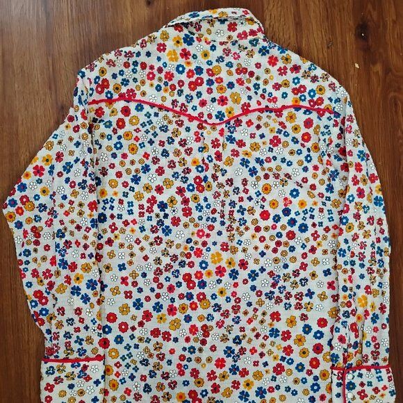 Other Vintage Flower Rockabilly Western Pearl Shirt Polyester Size US XL / EU 56 / 4 - 3 Thumbnail