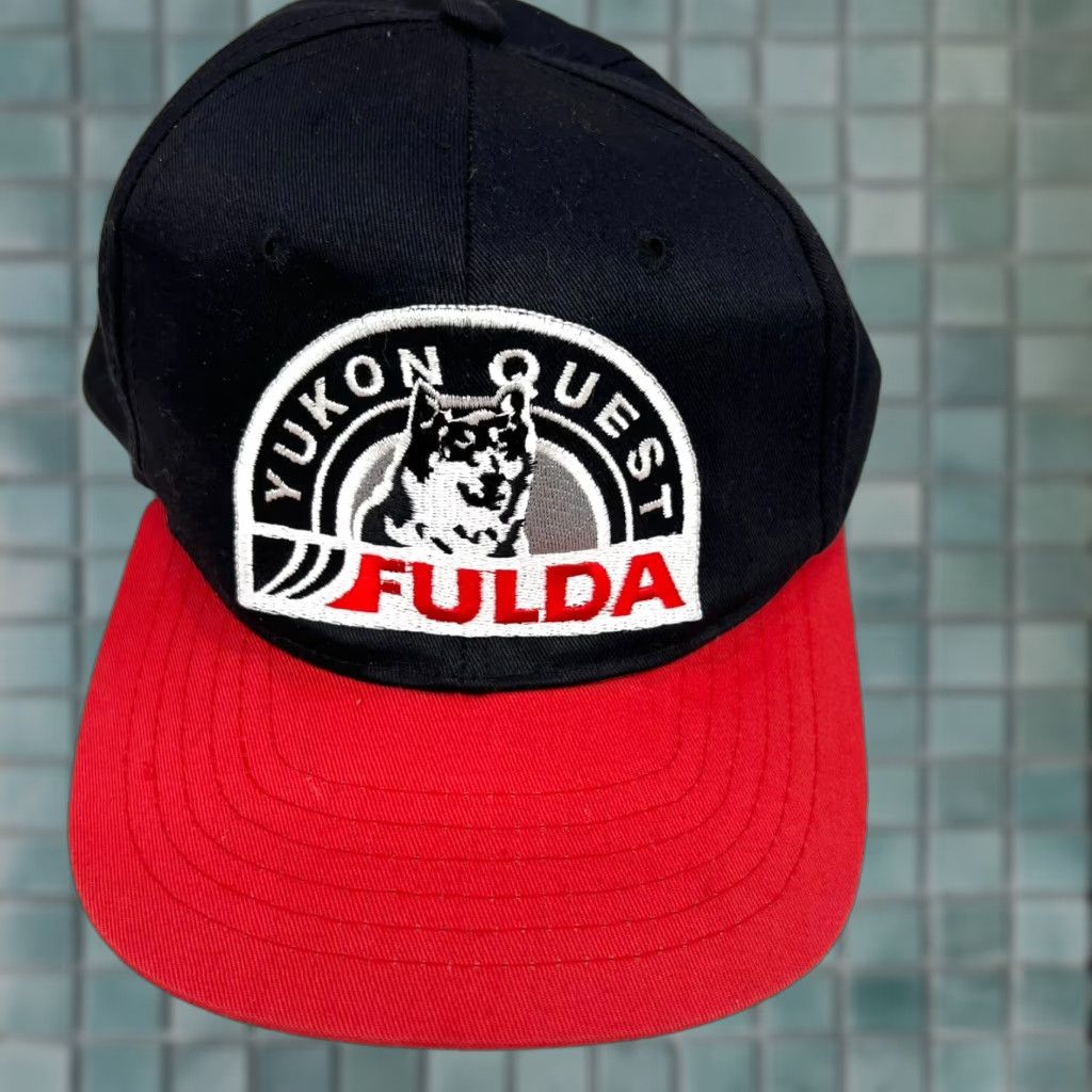 Quest VINTAGE IMI Yukon Quest Hat Trucker Snapback Black/Red Adult One Size Cotton Canvas IMI Tag Bill Hero Graphic 90s Theme Men’s Hat Size ONE SIZE - 1 Thumbnail