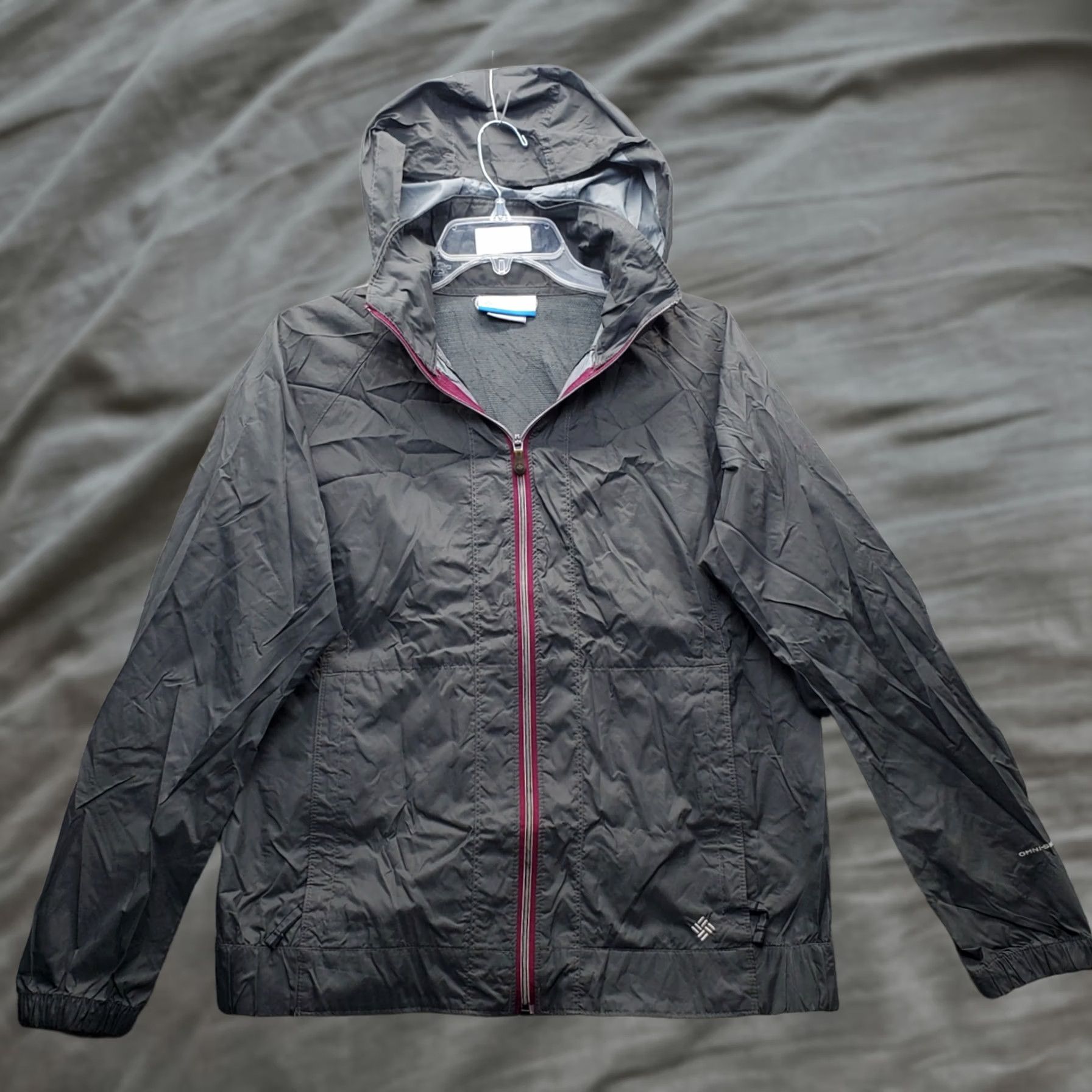Rains Columbia Omni-Shade Rain Windbreaker Jacket Womens M Gray Hooded Full Zip Nike Size M / US 6-8 / IT 42-44 - 1 Thumbnail
