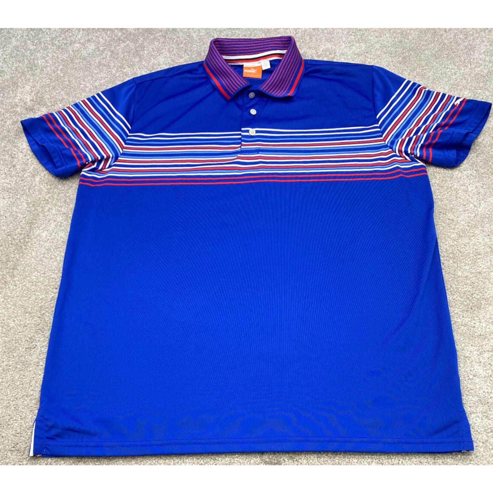 Puma Puma Polo Shirt Men XL Multicolor Striped Short Sleeve Sportlifestyle Golf 6438 Size US XL / EU 56 / 4 - 2 Thumbnail