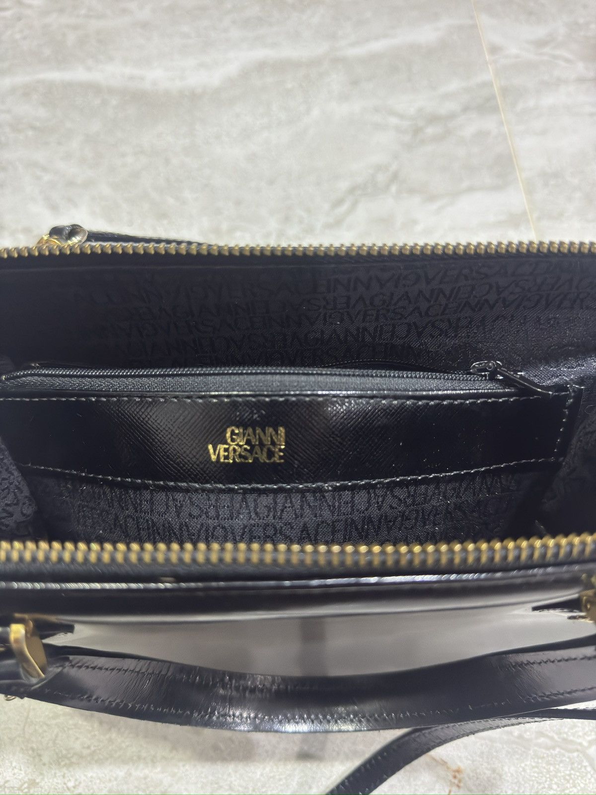 Other Authentic Gianni Versace Black Handbag Vintage Size ONE SIZE - 8 Thumbnail
