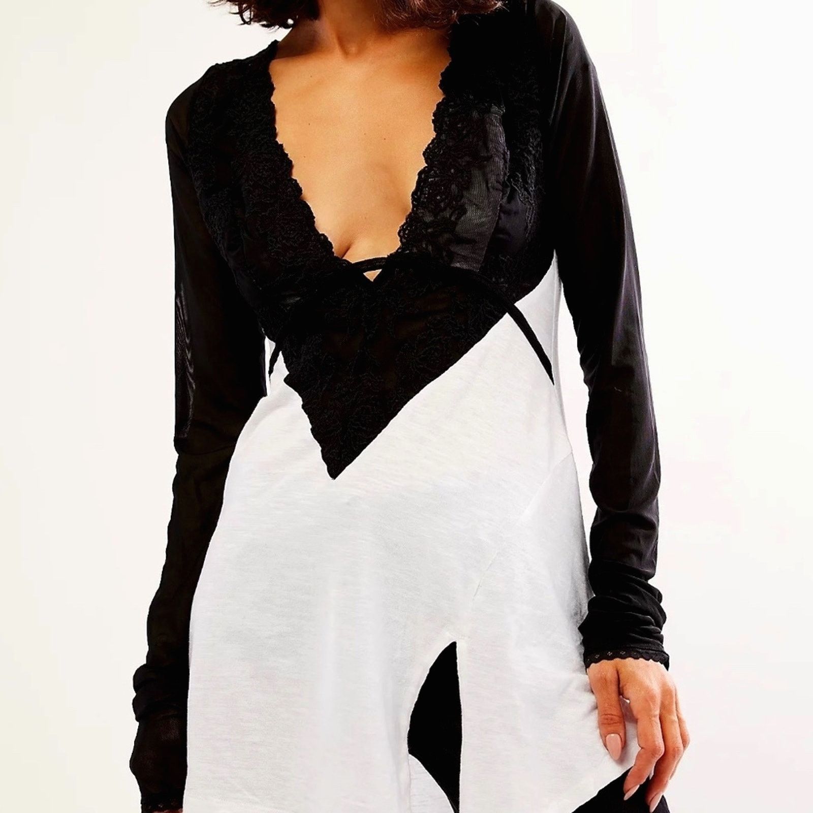 Free People Free People Rendezvous Top Semi Sheer Ivory Combo M Size M / US 6-8 / IT 42-44 - 3 Thumbnail