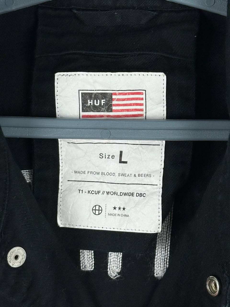 Huf Huf Sample Not For Sale Big Logo Cotton Overshirt Size L Size US L / EU 52-54 / 3 - 5 Thumbnail