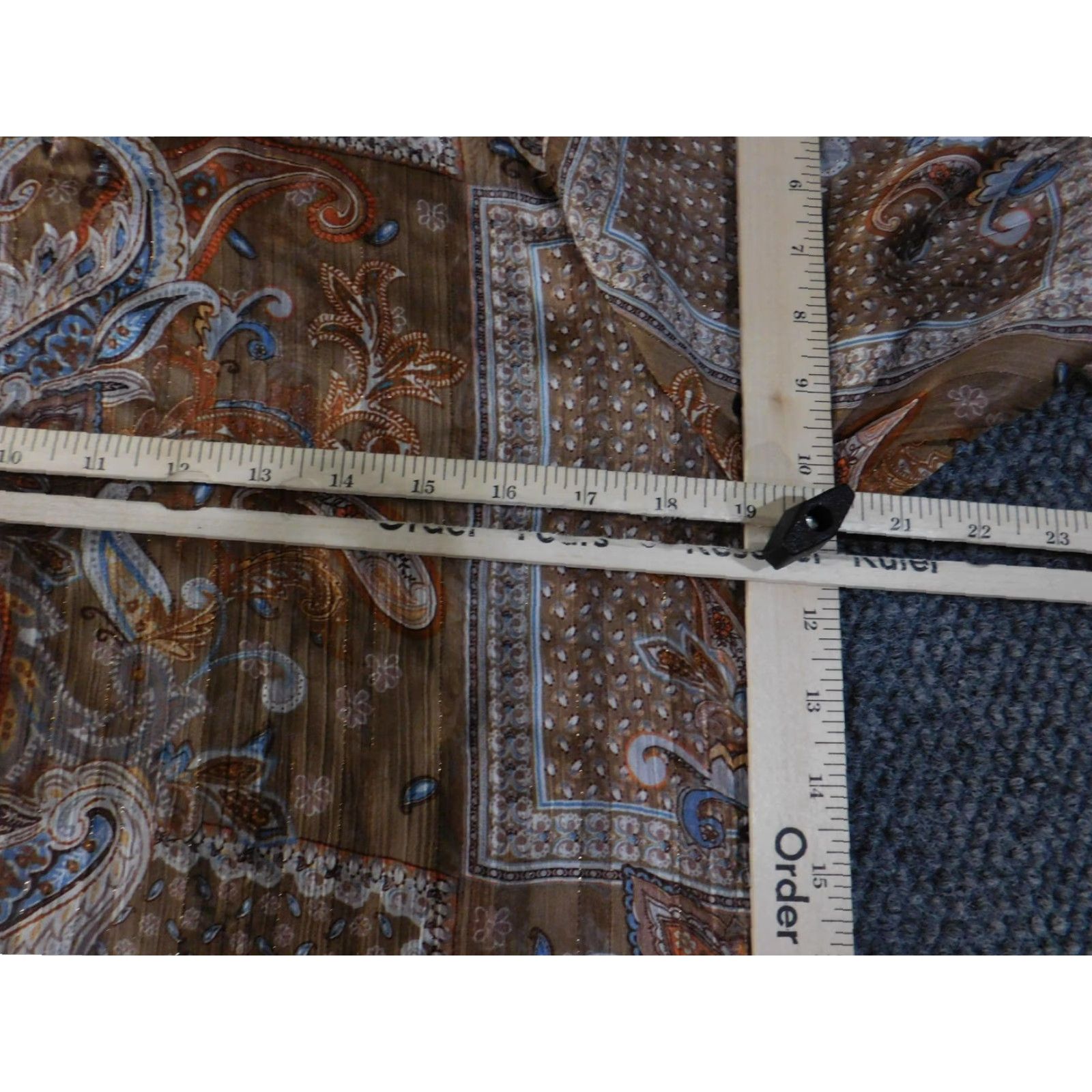 Vintage Chico's Blouse Tunic Womens Medium Paisley Patchwork 3/4 Sleeve V-Neck Metallic Lightweight Sheer Boho Shirt Size XS / US 0-2 / IT 36-38 - 6 Thumbnail