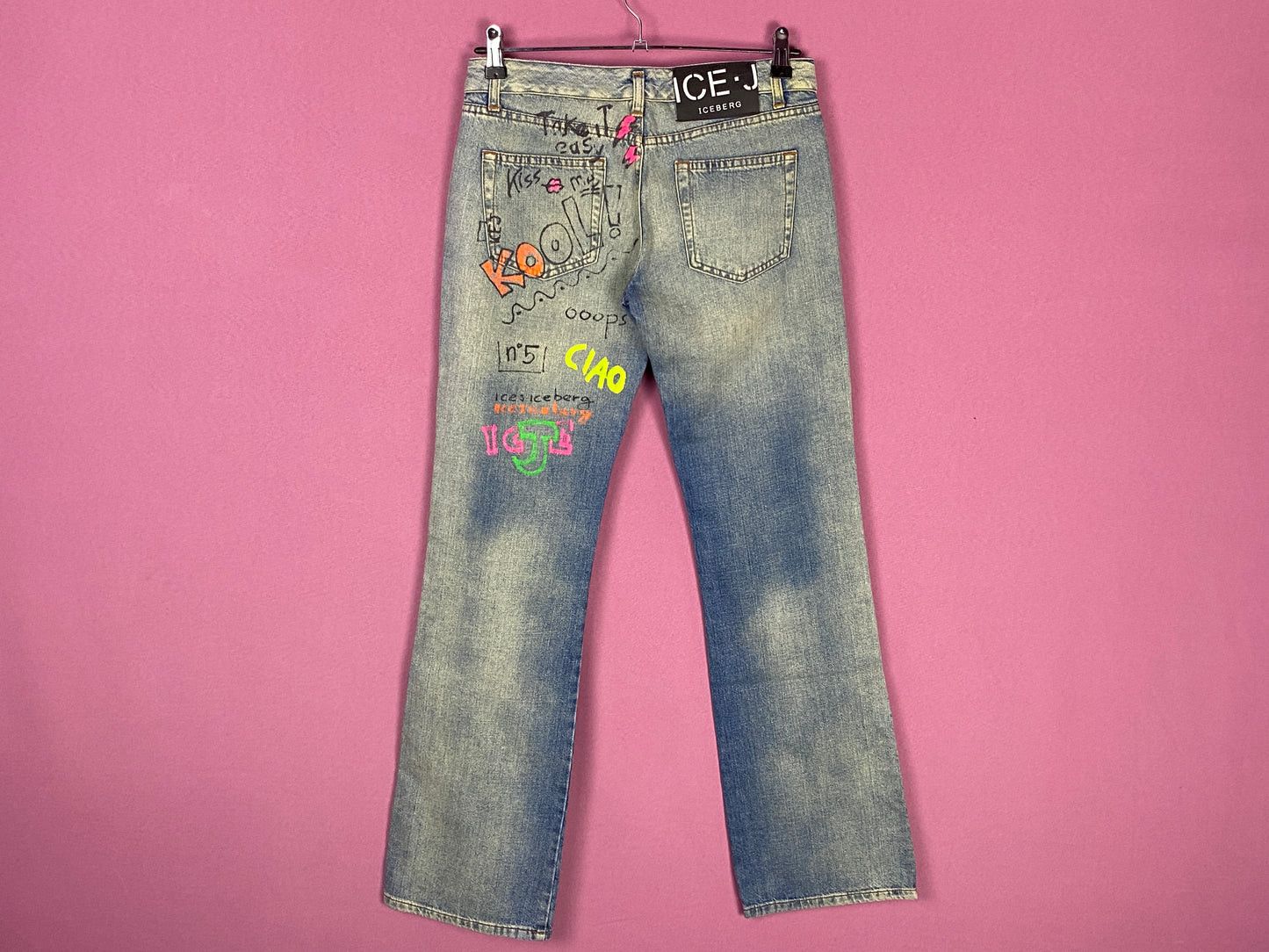Iceberg × Vintage Ice.J Iceberg Women's Custom Painted Jeans - 25 Size 25" / US 0 / IT 36 - 4 Thumbnail