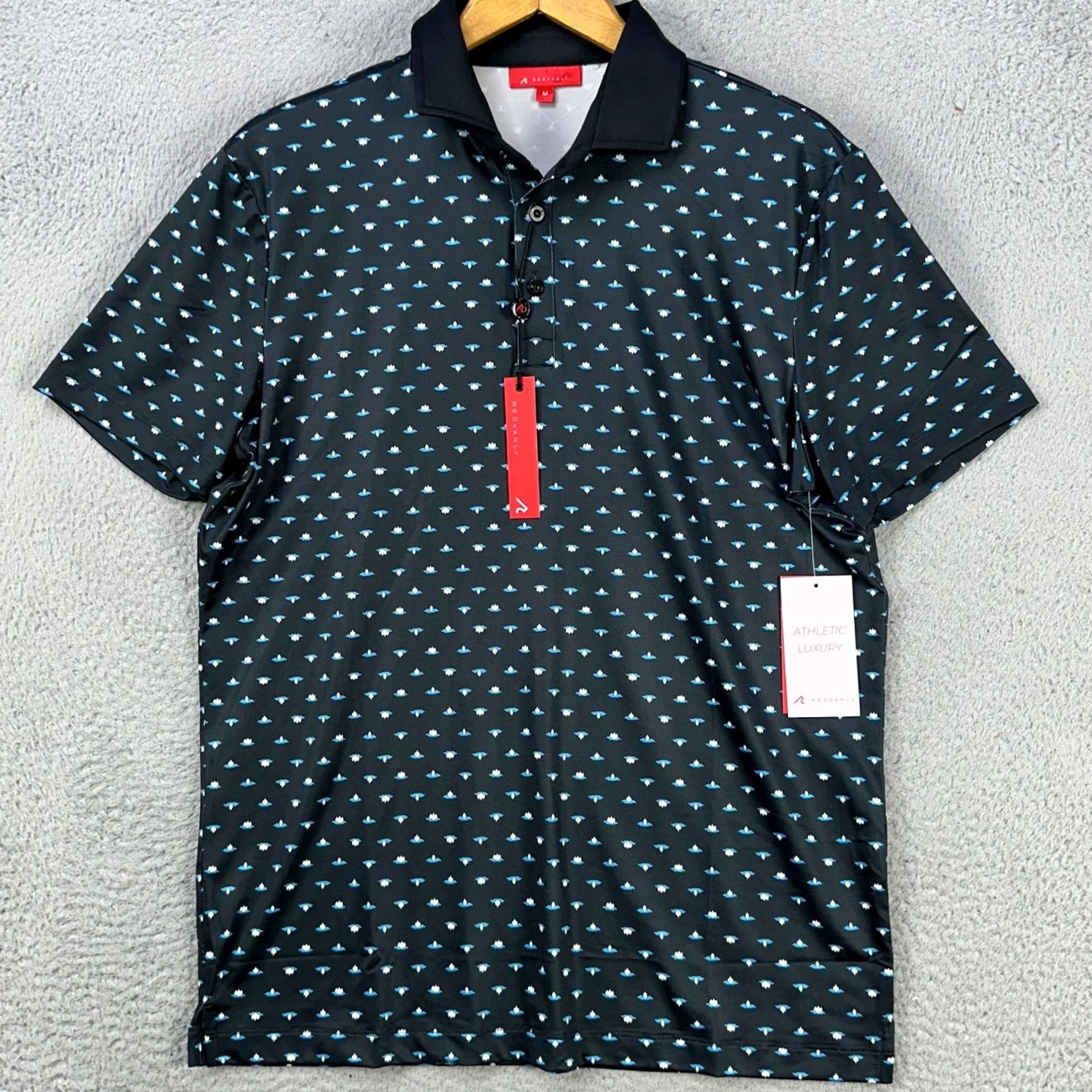 Vintage Redvanly Mens Polo Shirt M Black Blue Geometric Golf Rugby Performance NEW Polo Short Sleeve Shirt Mens Size US M / EU 48-50 / 2 - 3 Thumbnail