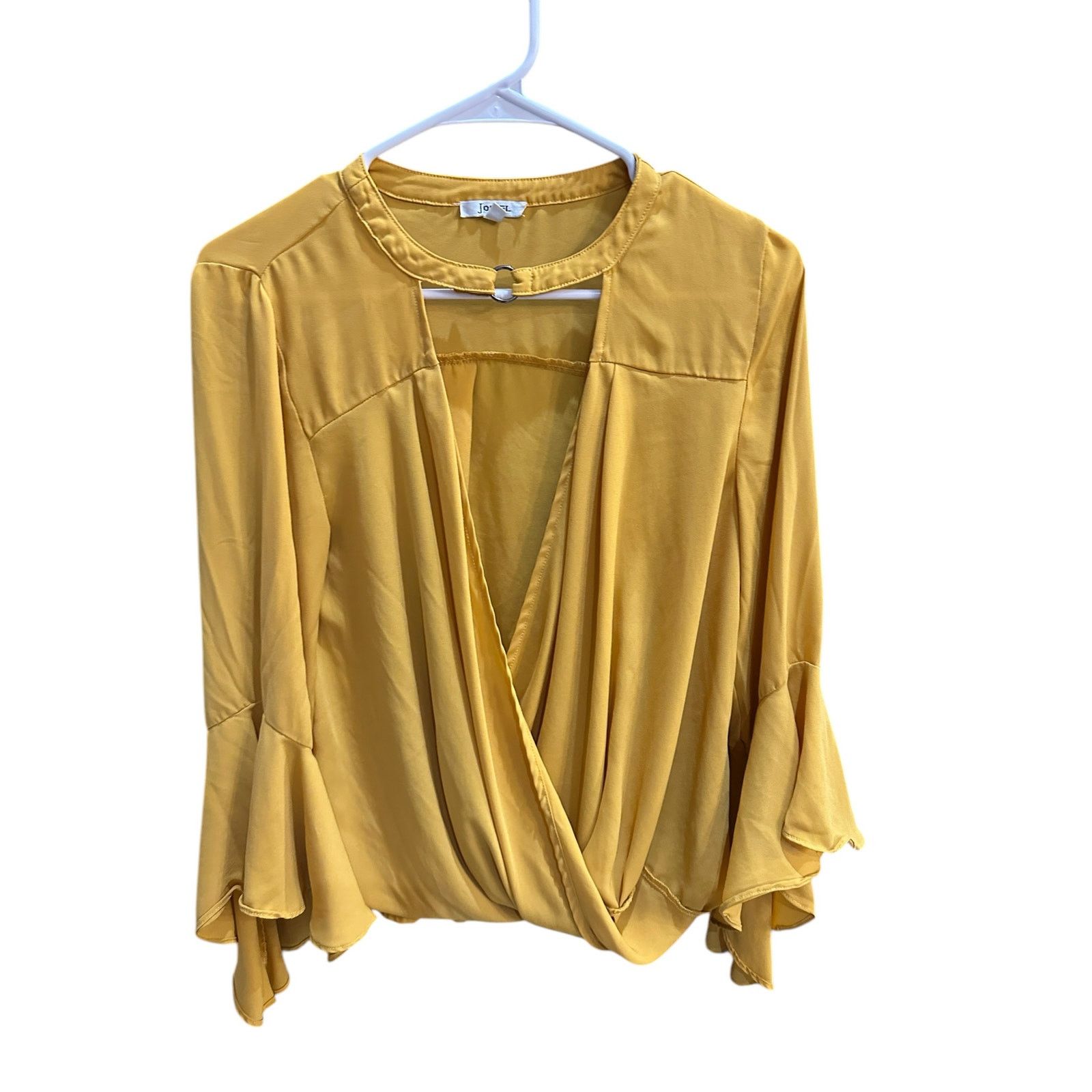 Other JODIFL Yellow Keyhole Neckline Drape Long Sleeve Blouse Size S / US 4 / IT 40 - 3 Thumbnail