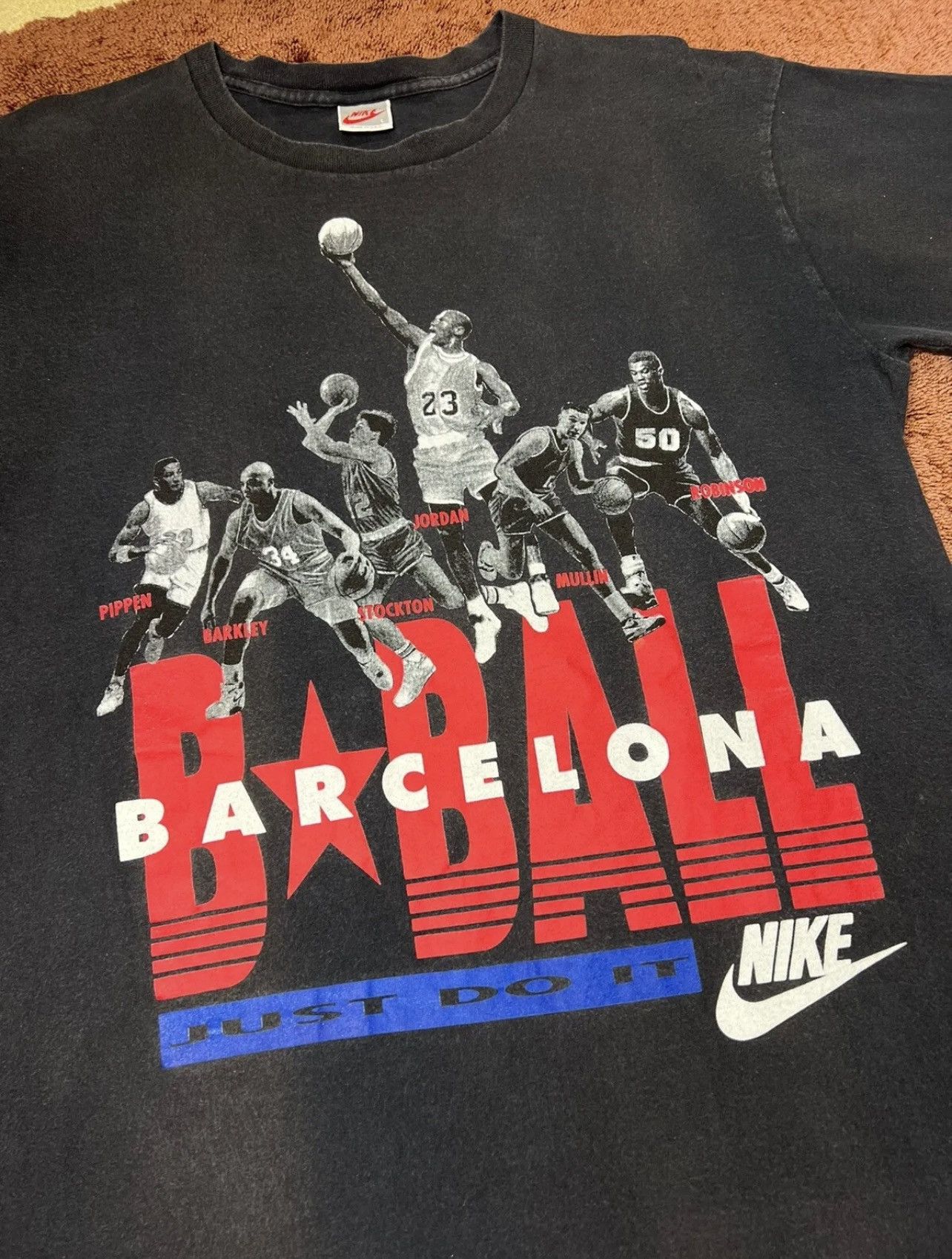 image of Jordan Nike 1996 Nike Barcelona Dream Team Olympics “Just Do It” Black T, Men's (Size Large)