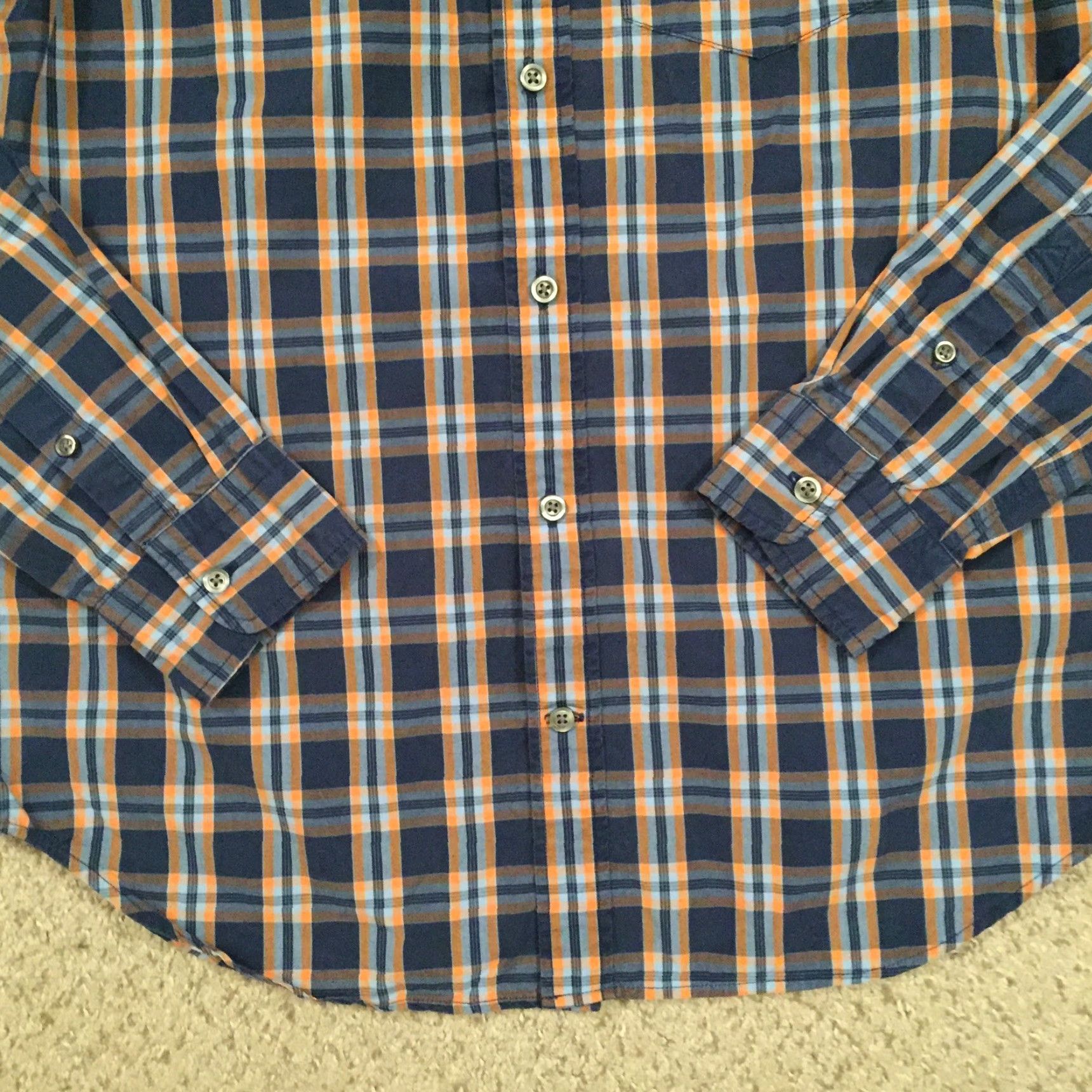 Gap Gap Button-Up Shirt Mens Medium Blue Orange Plaid Long Sleeve Casual Size US M / EU 48-50 / 2 - 4 Thumbnail