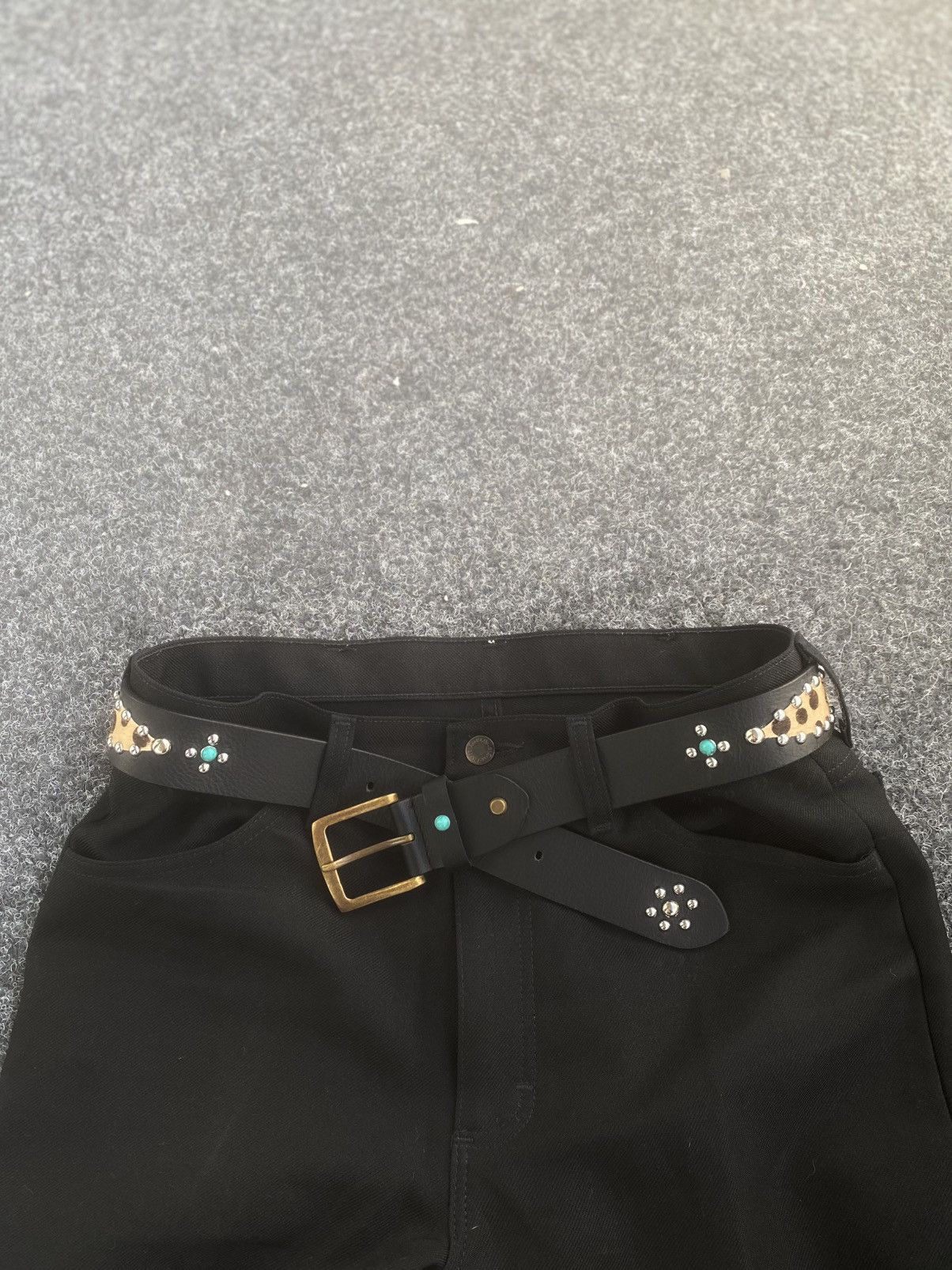 Handmade Western Studded Buffalo Leather Belt Size ONE SIZE - 2 Thumbnail