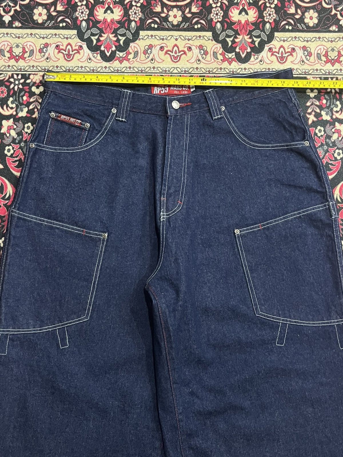 JNCO ⚡️Baggy⚡️Vintage RP55 Indigo Washed Repaired Extra Baggy Jeans Size US 38 / EU 54 - 14 Thumbnail