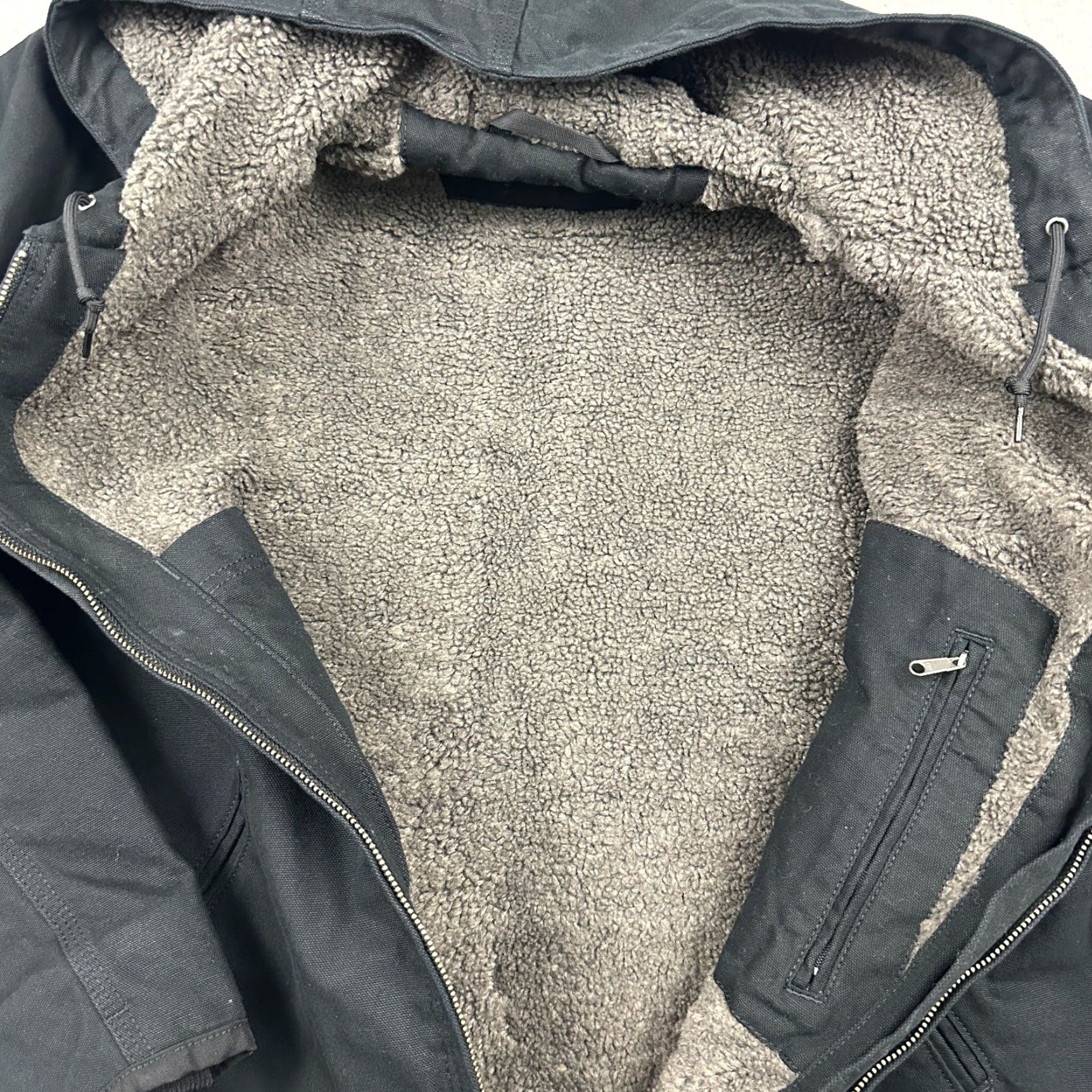Carhartt VINTAGE Carhartt Jacket Womens XL Black Washed Duck Sherpa Lined Hooded Loose Fit Condura Size XL / US 12-14 / IT 48-50 - 5 Thumbnail
