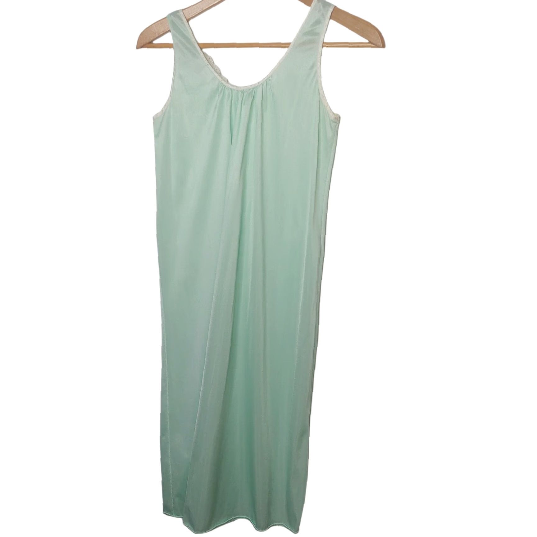 Blair VINTAGE Blair Nightgown Women's Small Sleeveless Mint Green Floral Lace Nylon Sexy USA Size ONE SIZE - 2 Thumbnail