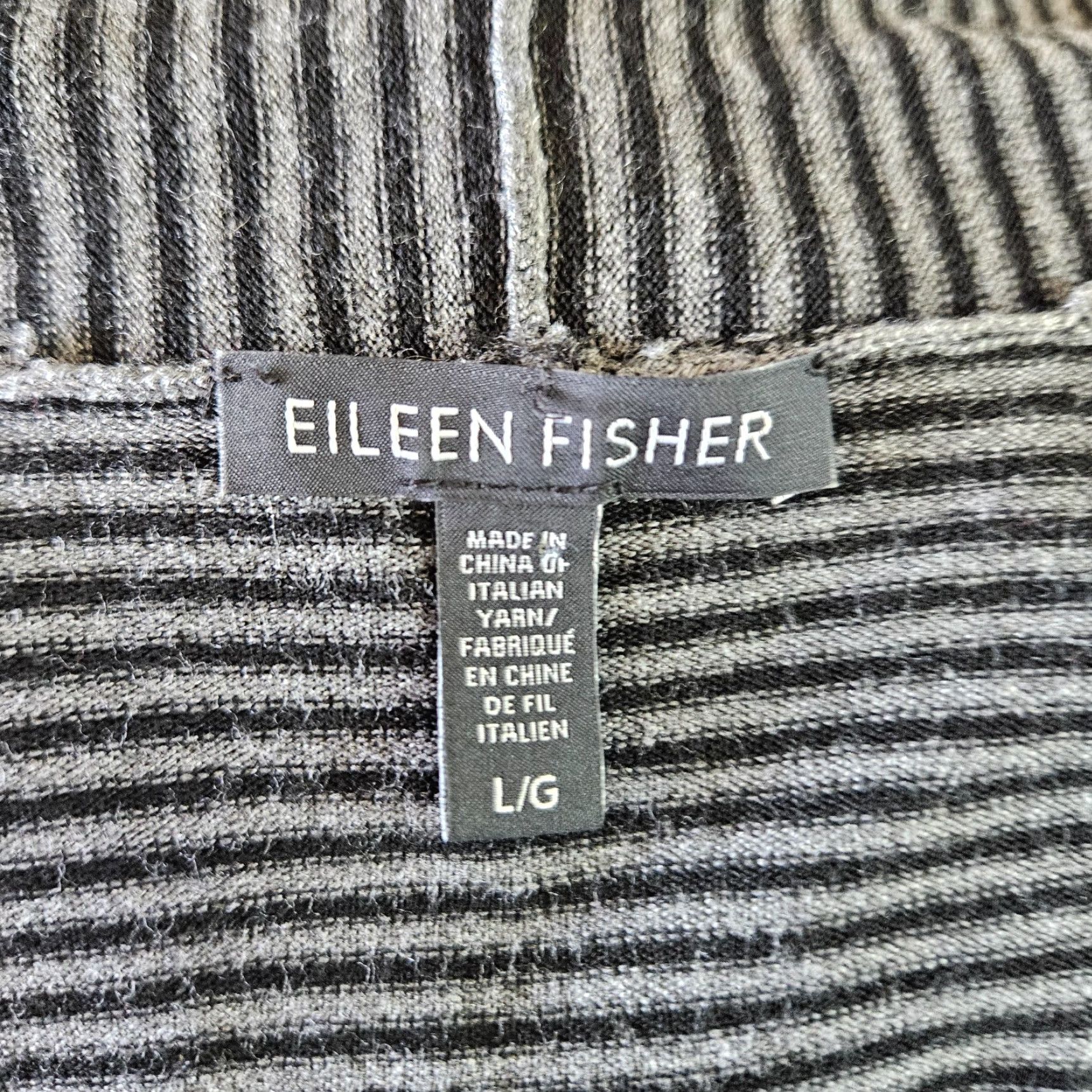 Eileen Fisher Eileen Fisher Womens Duster Cardigan Sz Large Black Gray Striped Viscose Blend Knit Long Sleeve Size L / US 10 / IT 46 - 5 Thumbnail