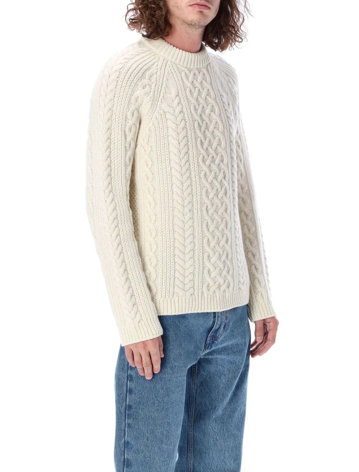 Kenzo o1mle0624 Crewneck Cable-Knit Jumper in White Size US L / EU 52-54 / 3 - 3 Thumbnail