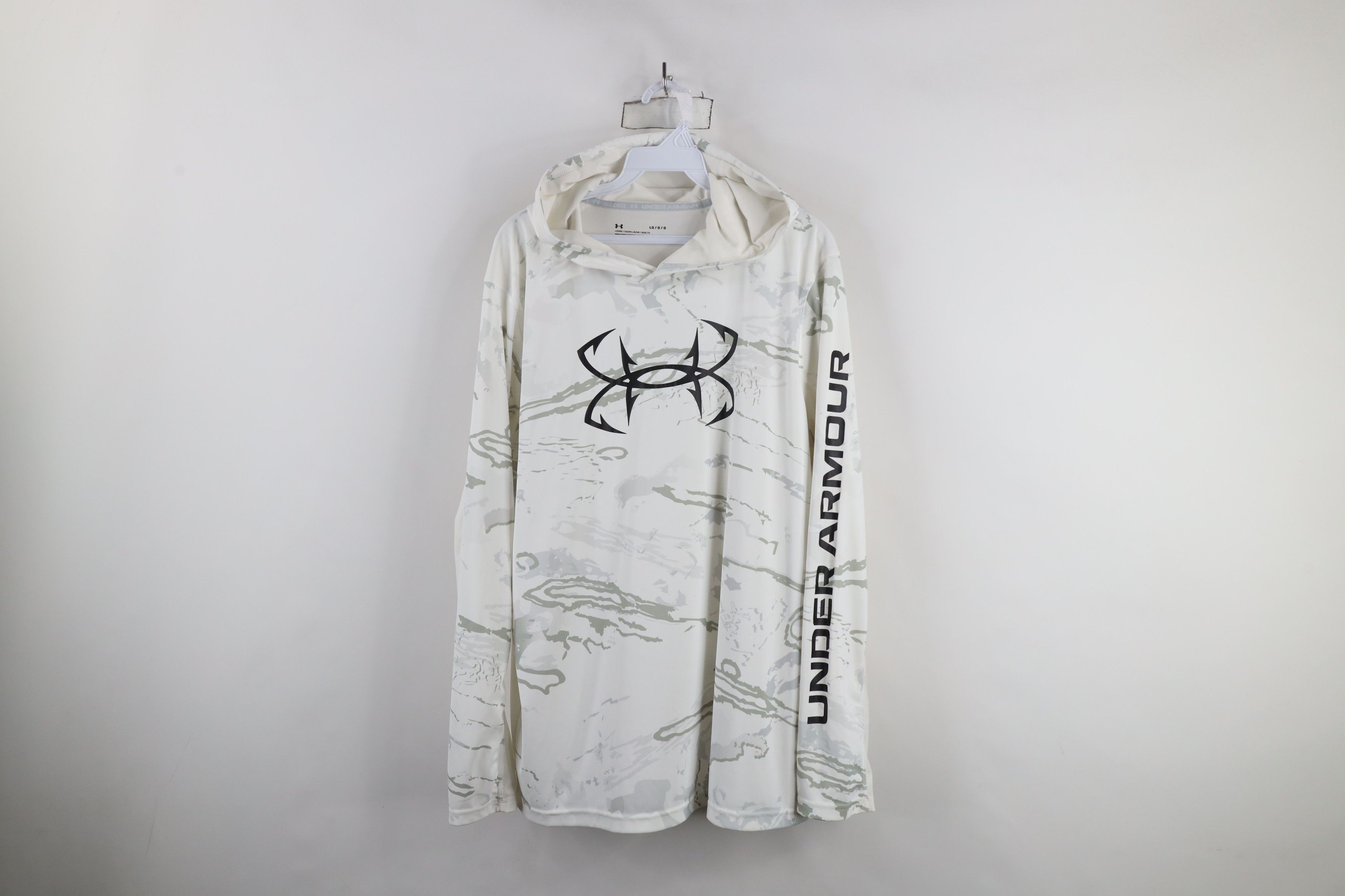 Under Armour × Vintage Under Armour Fishing Out Camouflage Hoodie T-Shirt White Size US L / EU 52-54 / 3 - 1 Thumbnail