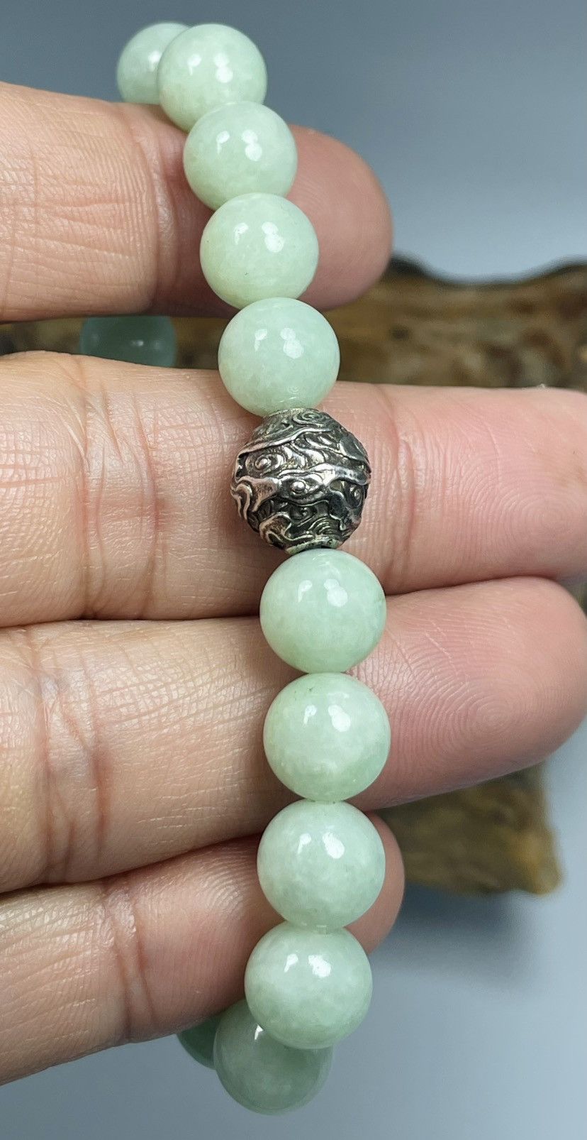 Handmade Icy Translucent Untreated Jadeite Jade Beaded Bracelet Size ONE SIZE - 8 Thumbnail