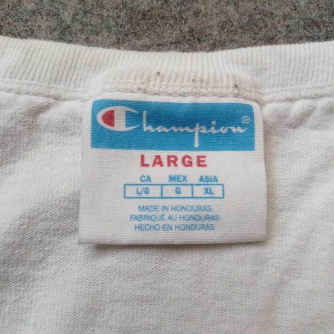 Champion VINTAGE Champion Shirt Mens Large White Blue Embroidered Logo AOP 100% Cotton Size US L / EU 52-54 / 3 - 2 Thumbnail