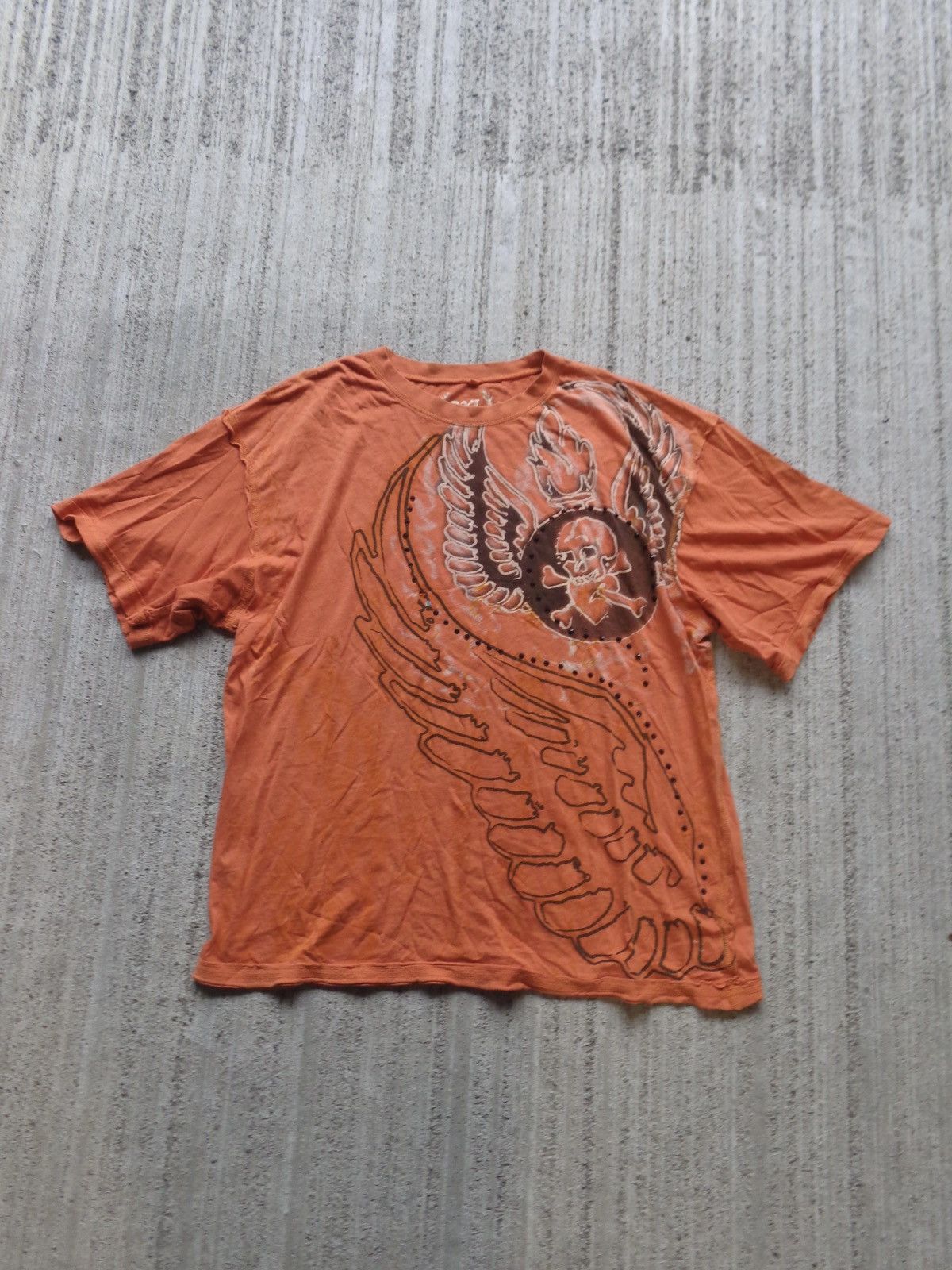 Affliction × Ed Hardy × Japanese Brand 2000s Y2K grunge rhinestone skull t-shirt Size US XL / EU 56 / 4 - 1 Thumbnail