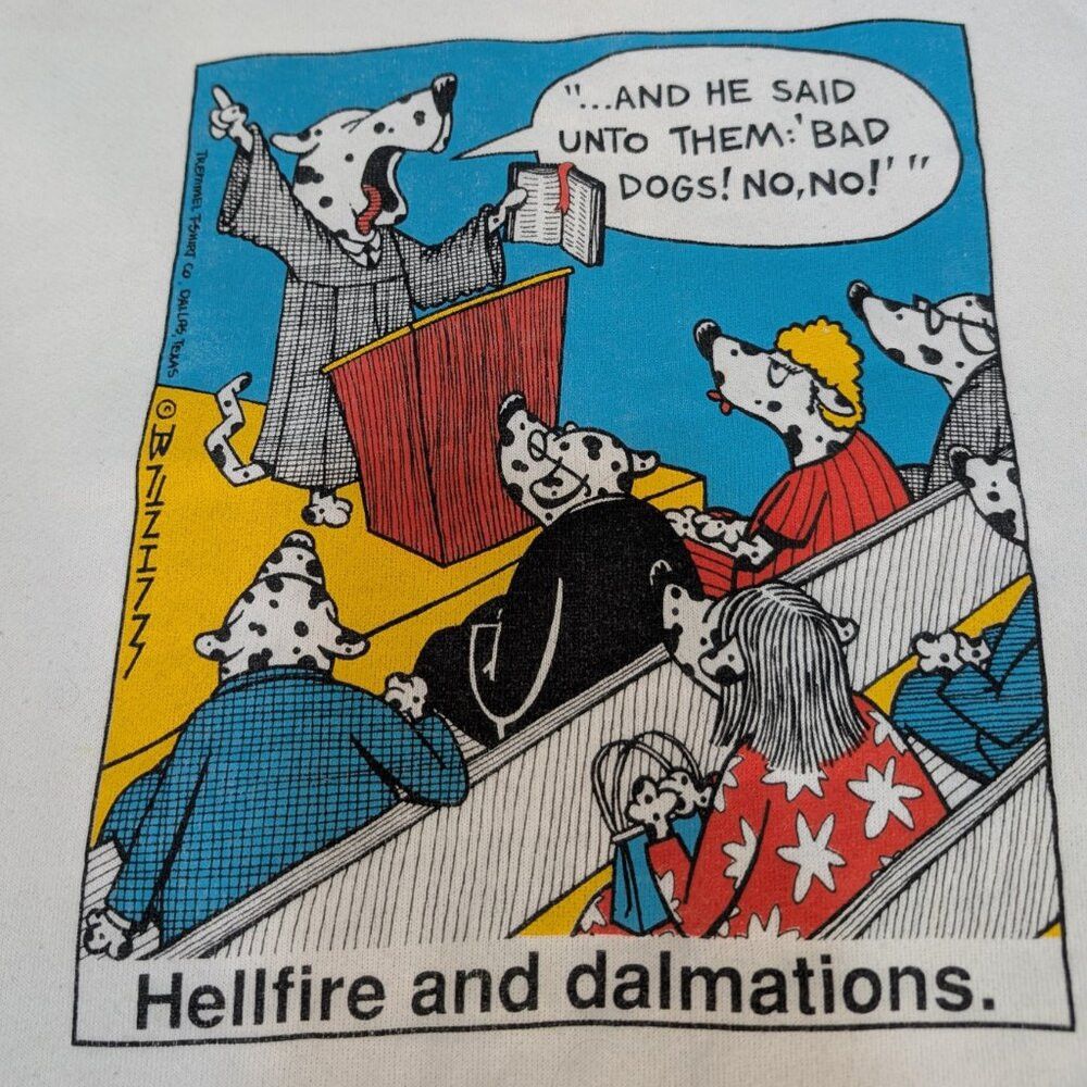 Hanes Hanes Vintage White Hellfire & the Dalmatians Crew Neck Swe Size US L / EU 52-54 / 3 - 5 Thumbnail