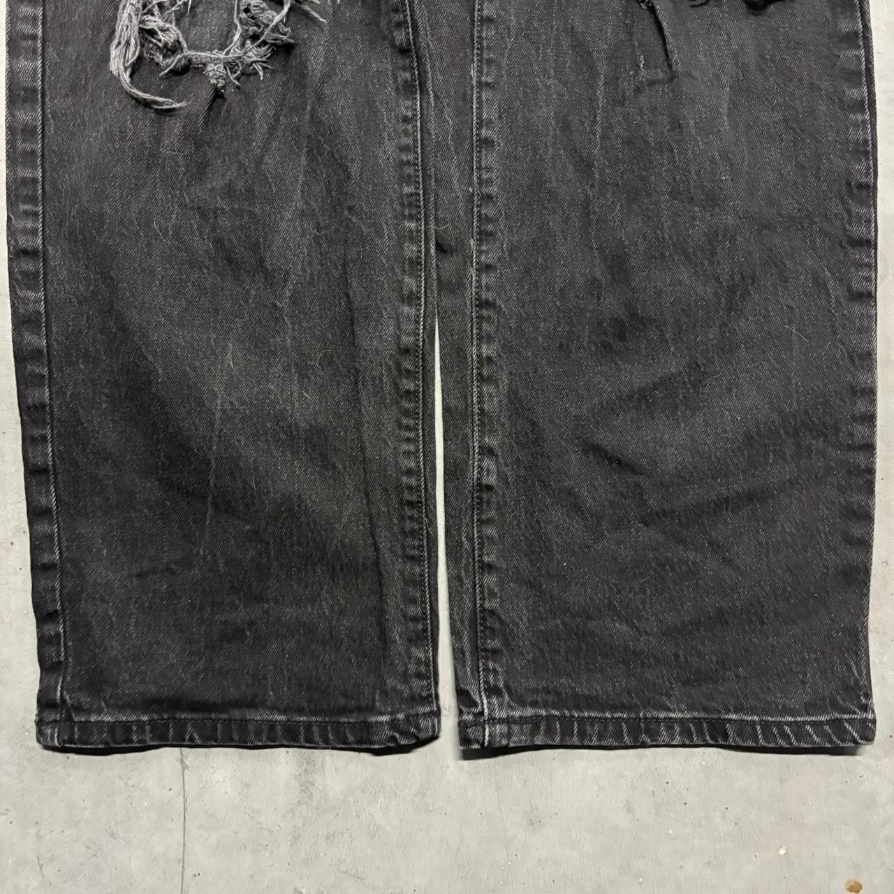 Japanese Brand × Vintage Crazy Vintage Y2K Super Baggy Black Ripped Denim Jeans! Size US 26 / EU 42 - 3 Thumbnail