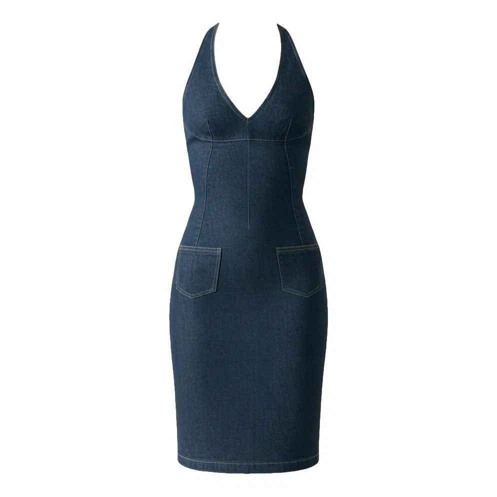Dolce & Gabbana Dolce & Gabbana Vintage Denim Halter Mini Dress Size IT 40 Size S / US 4 / IT 40 - 2 Thumbnail